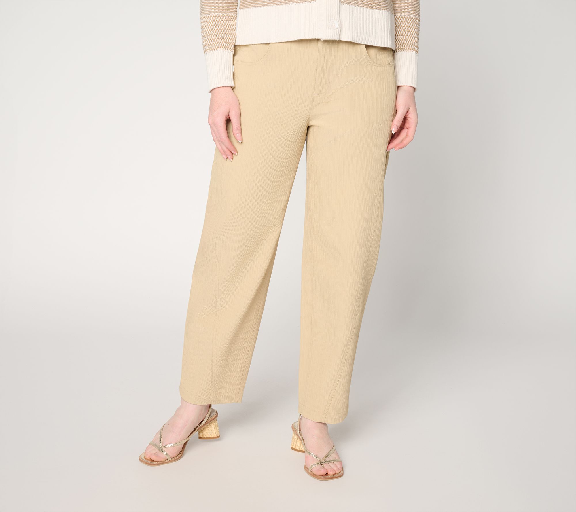 "As Is" LOGO by Lori Goldstein Petite Barrel Ankle Length Pants