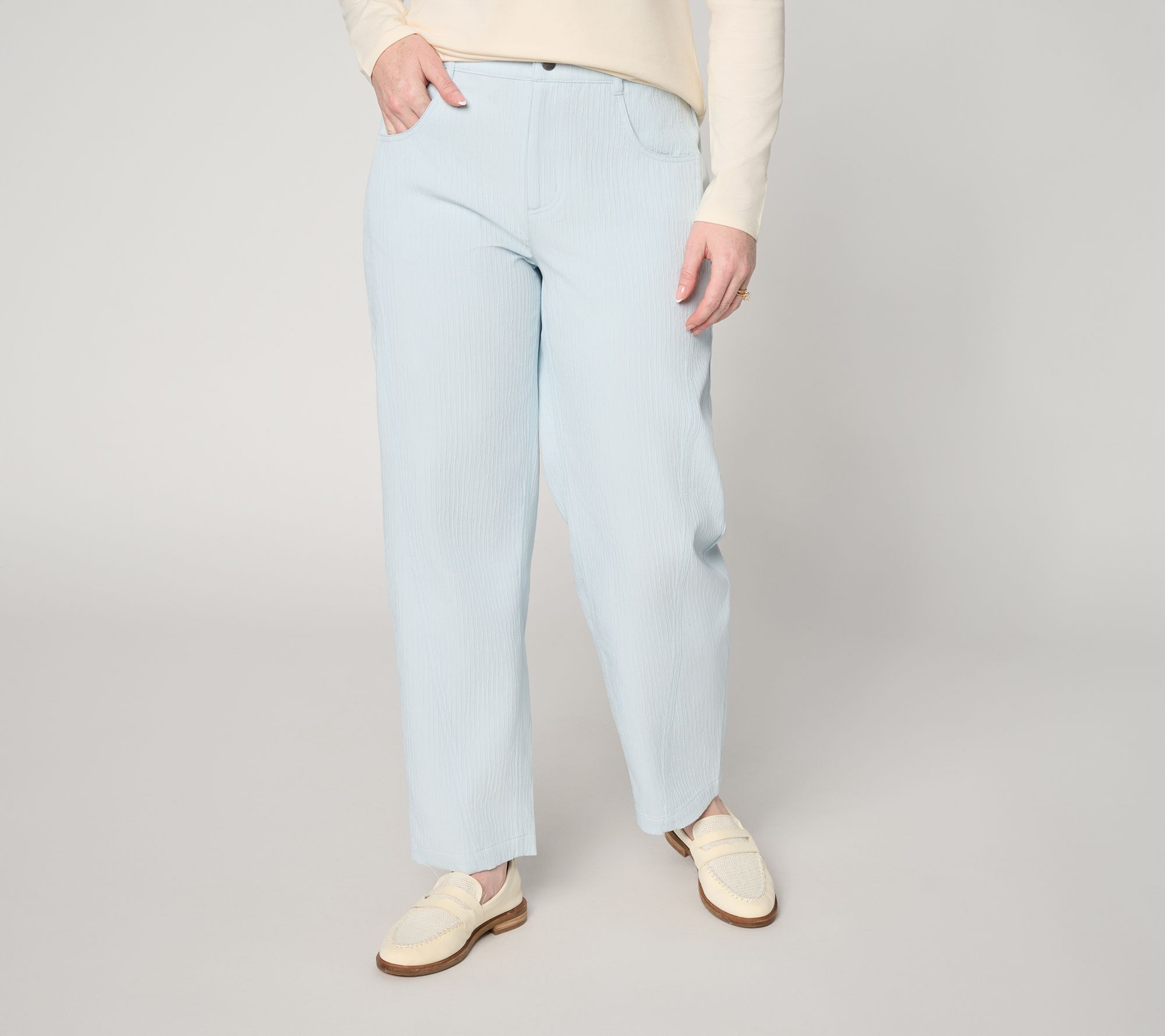 "As Is" LOGO by Lori Goldstein Petite Barrel Ankle Length Pants