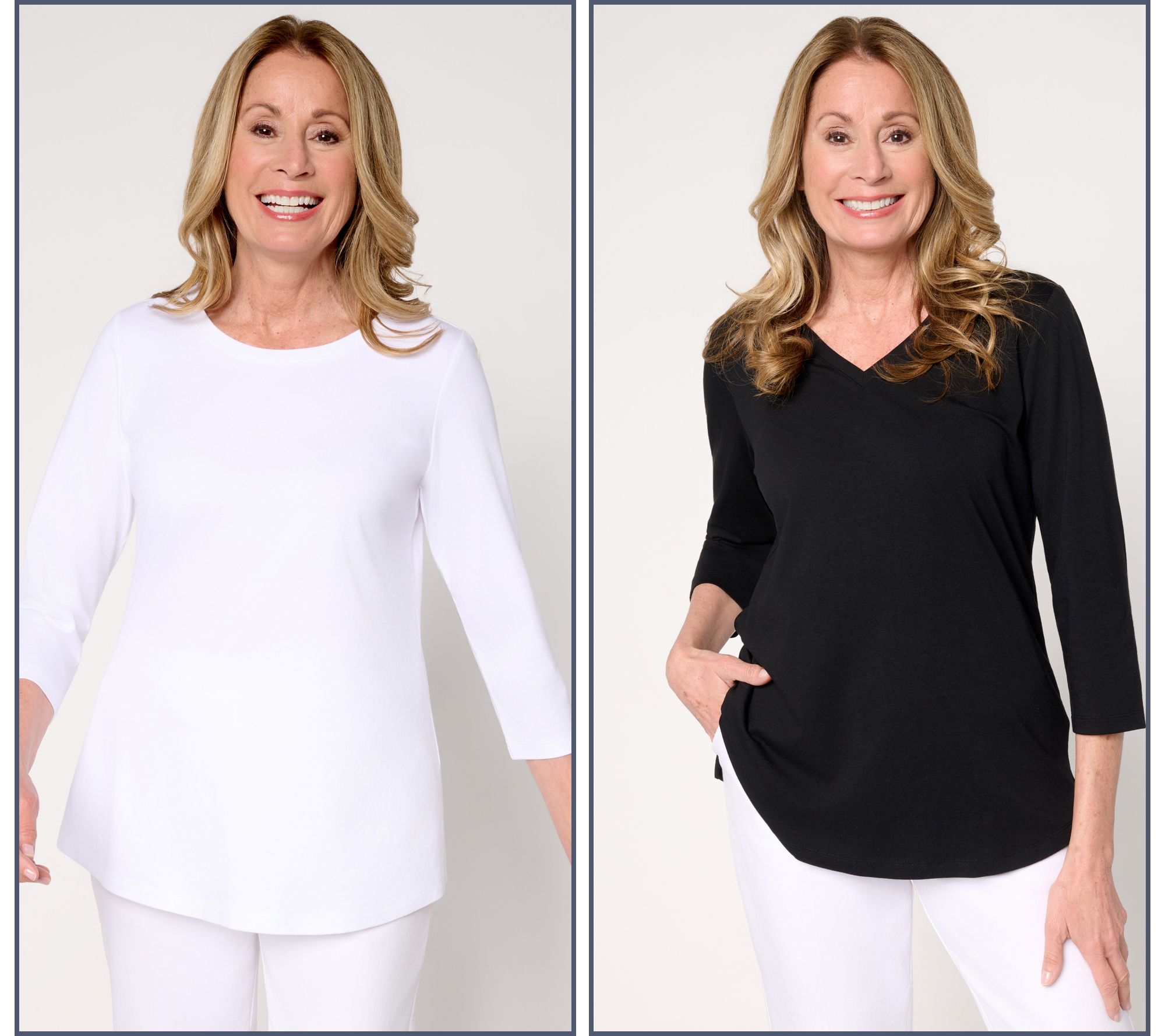 "As Is" Belle by Kim Gravel TripleLuxe Knit Set of 2 3/4 Sleeve Tops