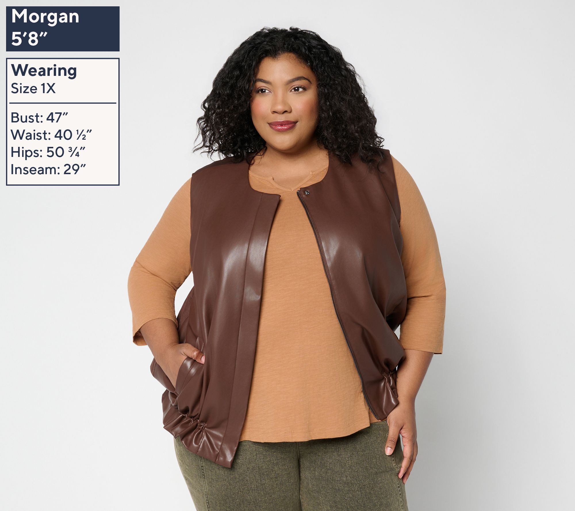 LOGO by Lori Goldstein Mixed Media Faux Leather Vest | QVC