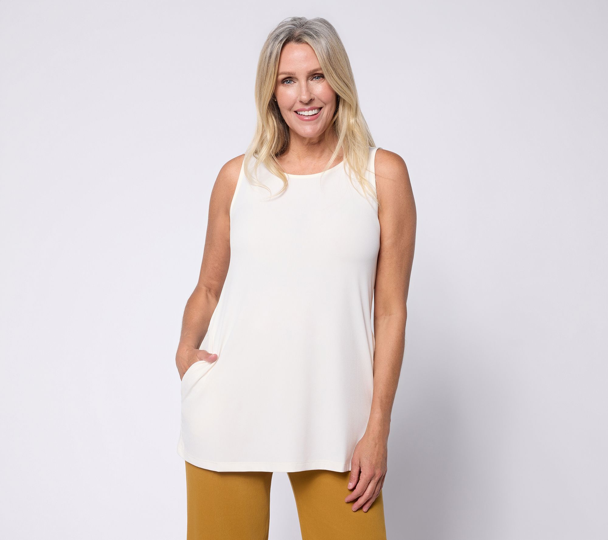 "As Is" Susan Graver Essentials Reg Knit Bateau Neck Tunic