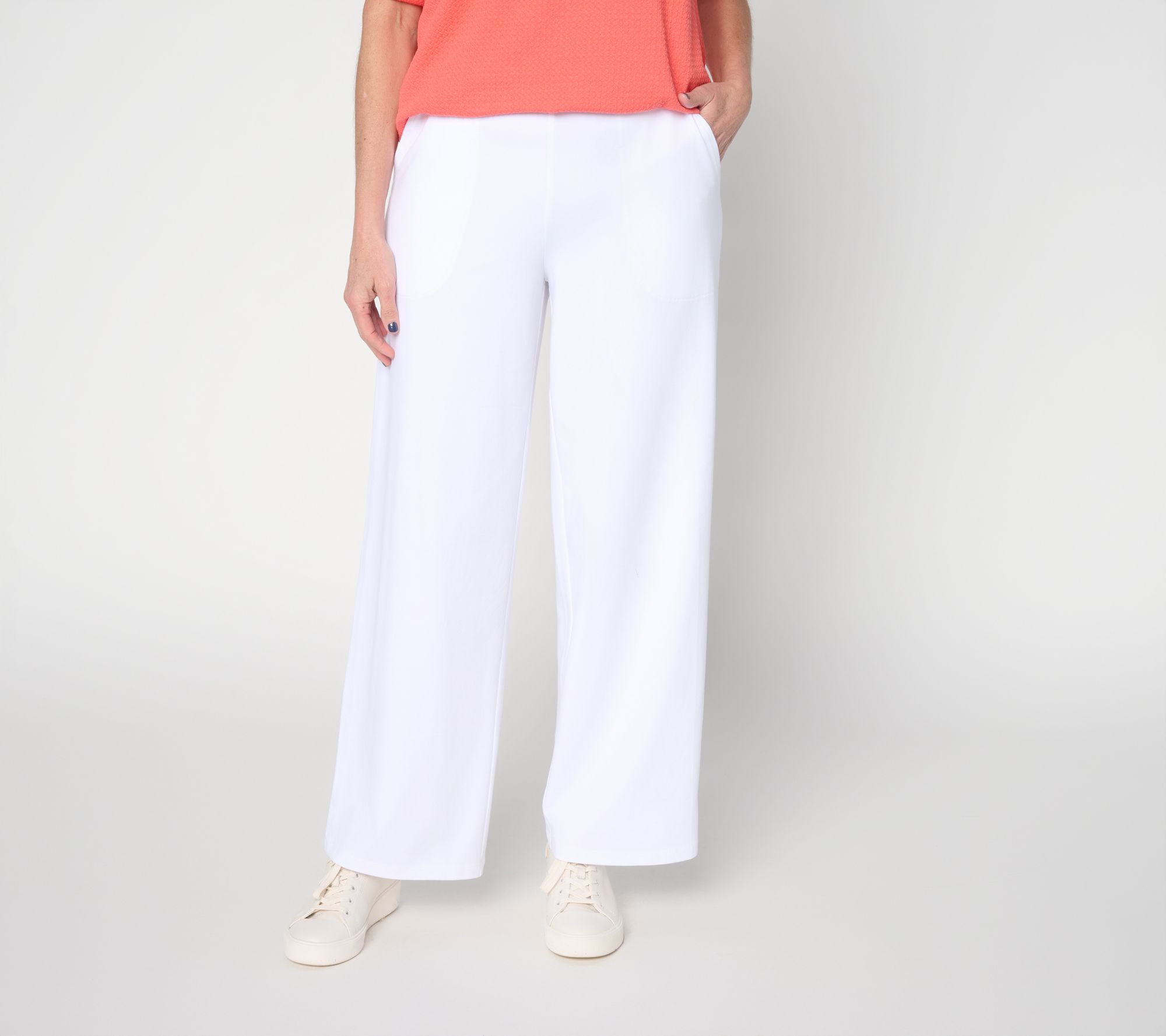 "As Is" Denim & Co. Beach Jersey Regular Print or Solid Wide Leg Pants