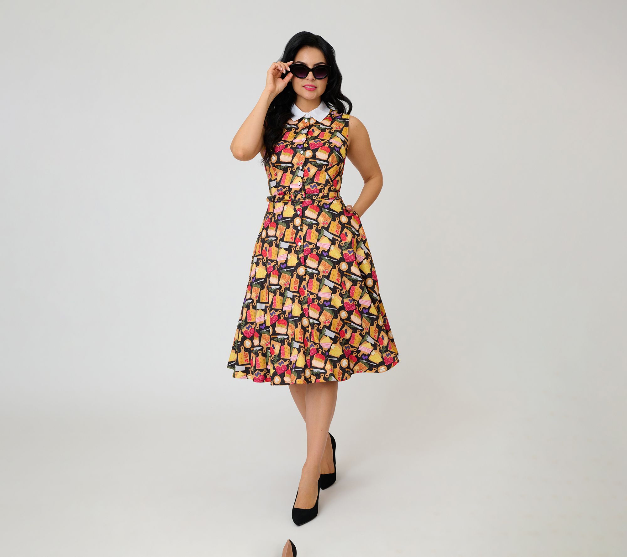 Unique Vintage Charcuterie Print Darlene SwingDress