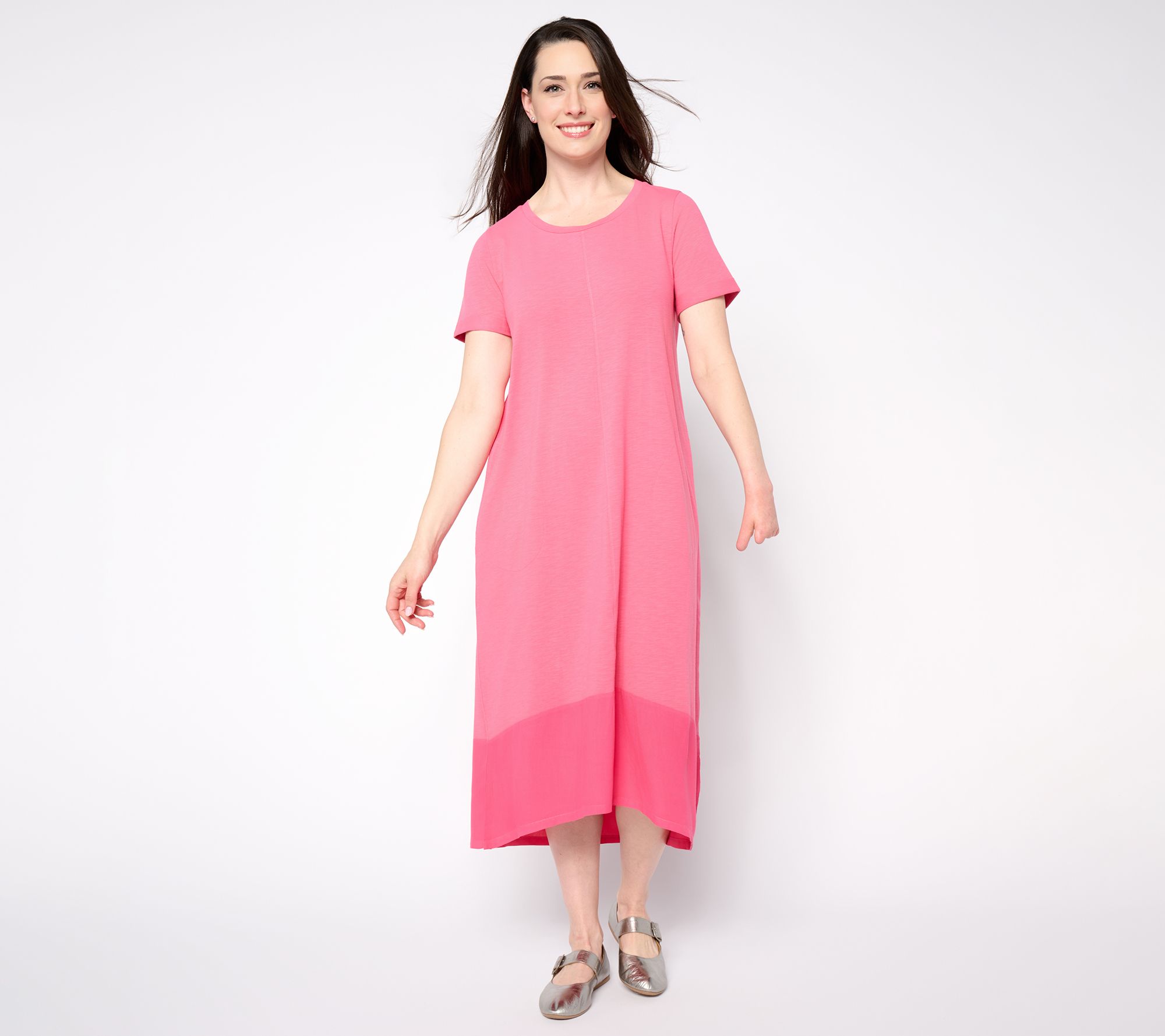 "As Is" LOGO by Lori Goldstein Regular Knit Midi Dress w/ Woven Hem