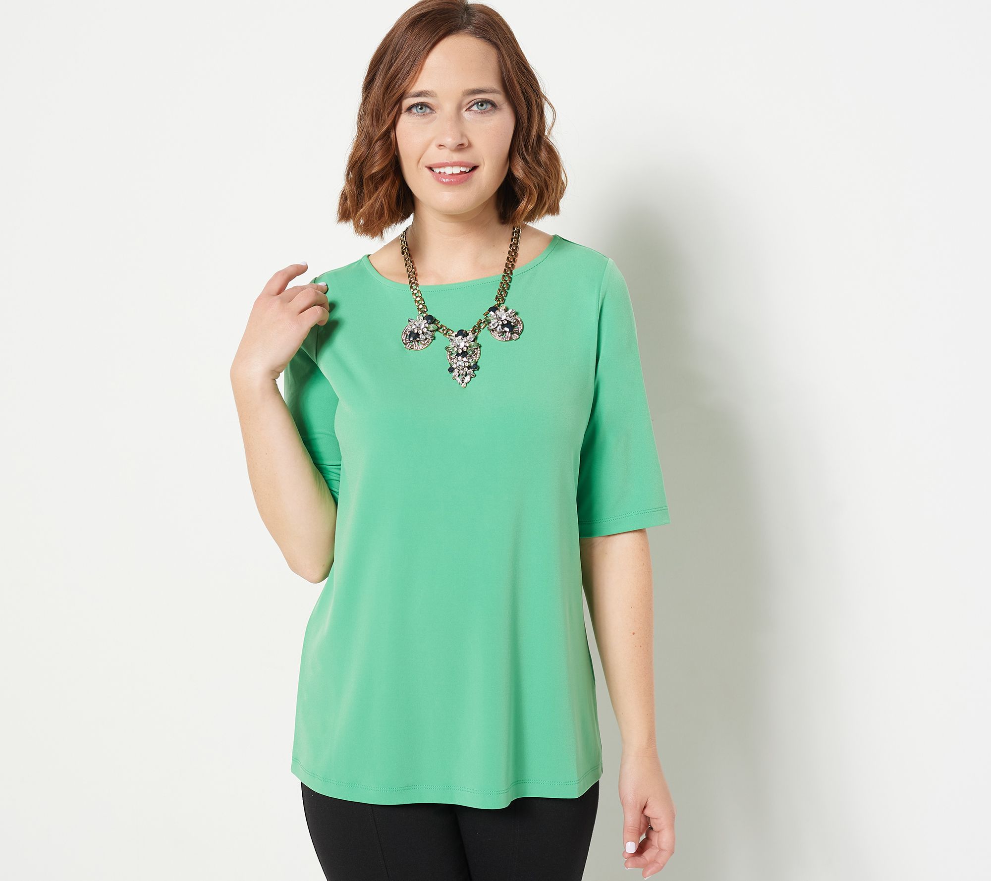 Susan Graver Essentials Liquid Knit Bateau Neck Top