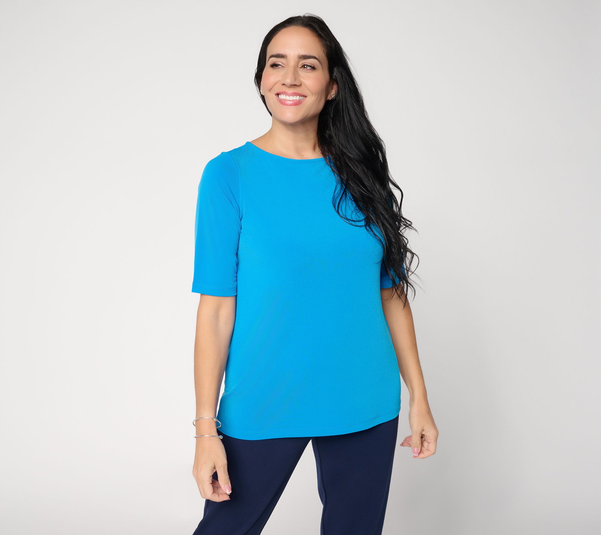 Susan Graver Essentials Liquid Knit Bateau Neck Top