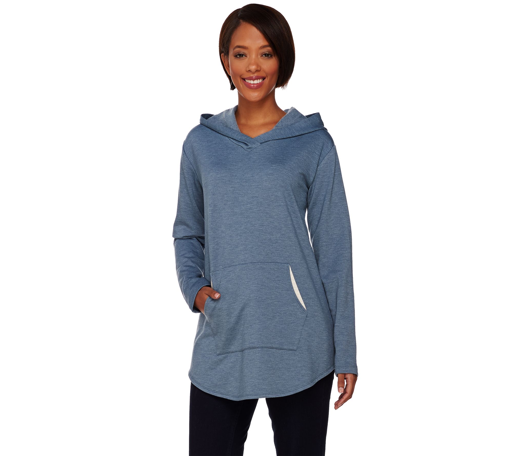 LOGO Lounge by Lori Goldstein French Terry Hoodie with Contrast Pocket ...