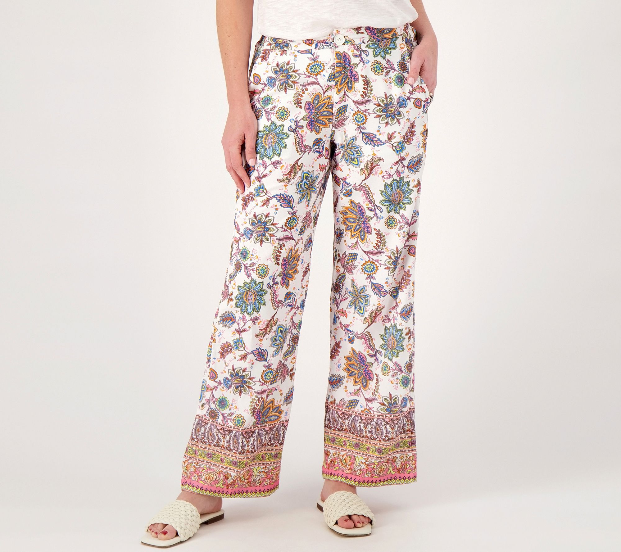 Tolani Printed Pant with Elastic Waist and Pockets - QVC.com