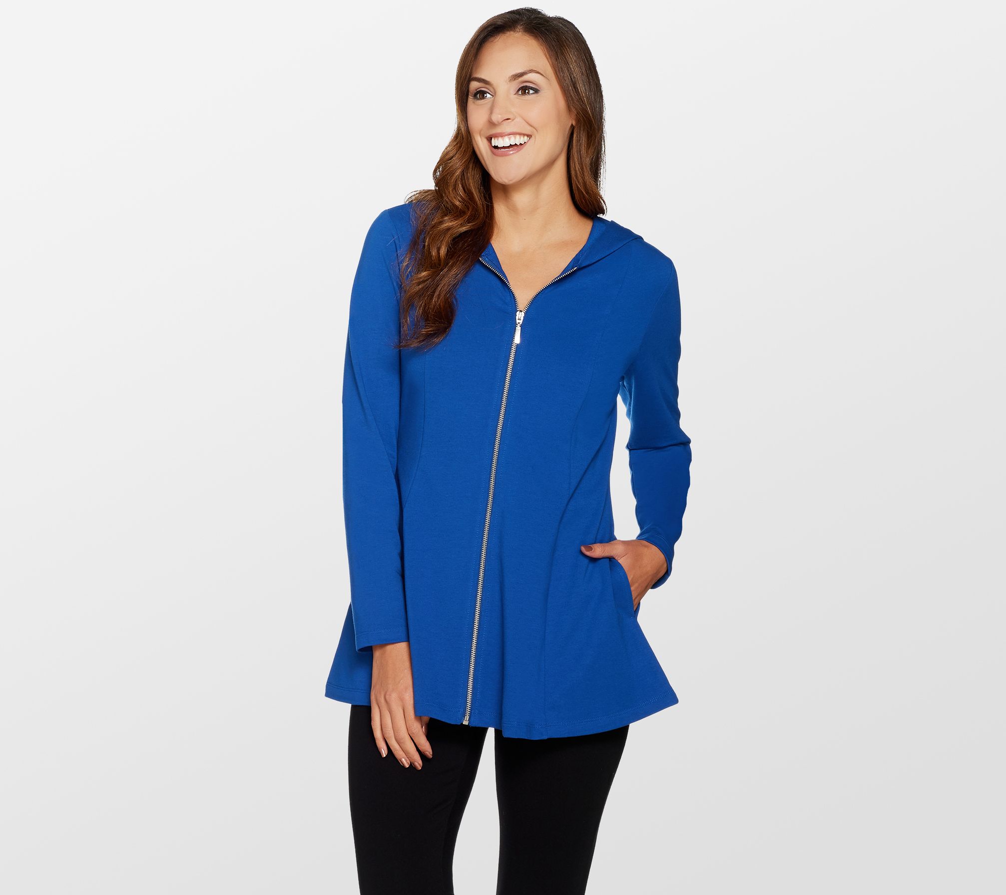 Denim & Co. Active Fit and Flare French Terry Zip Front Jacket - QVC.com