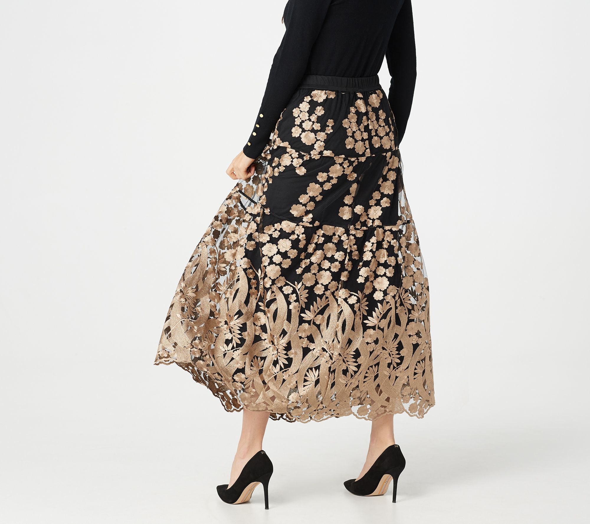 Linea by Louis Dell'Olio Regular Embroidered Skirt - QVC.com