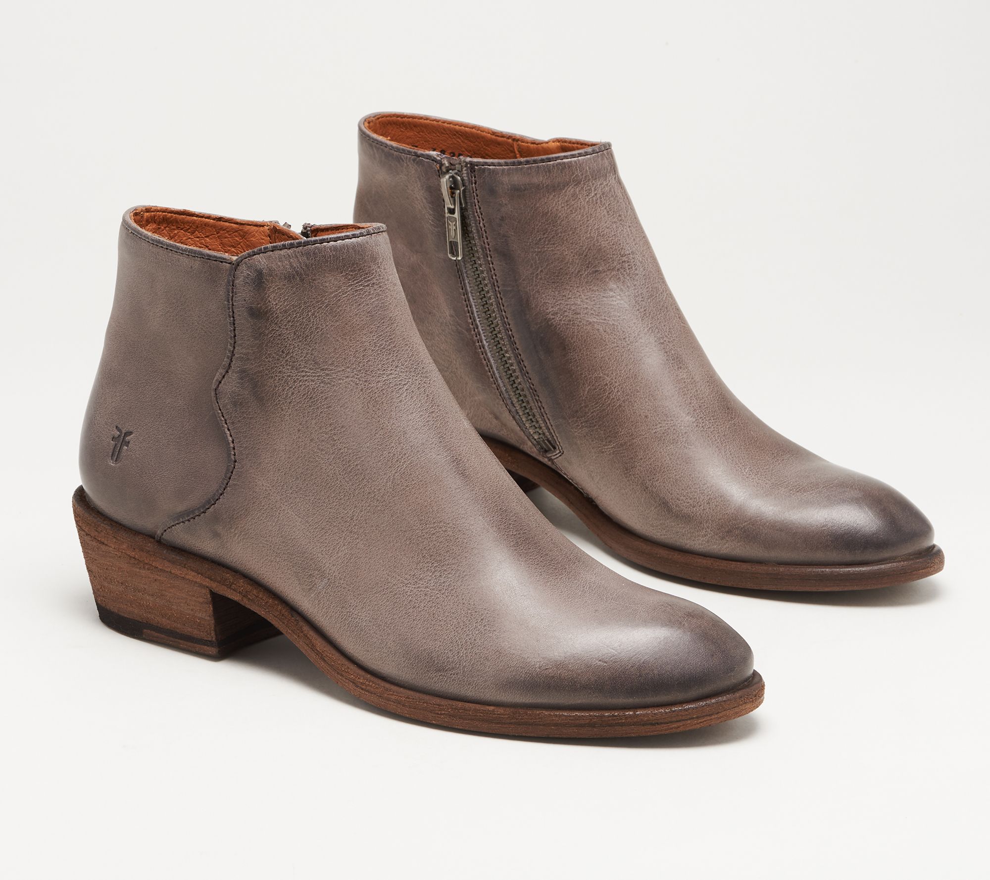 Frye Suede Zip Ankle Boots - Carson Piping - QVC.com