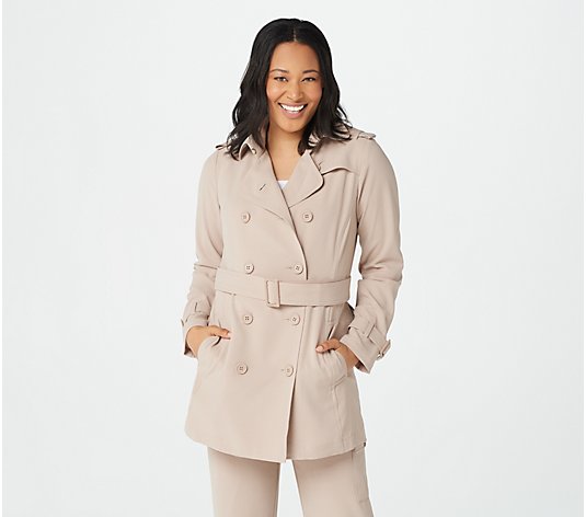 Linea by Louis Dell'Olio Gauze Crepe Trench Coat Unlined