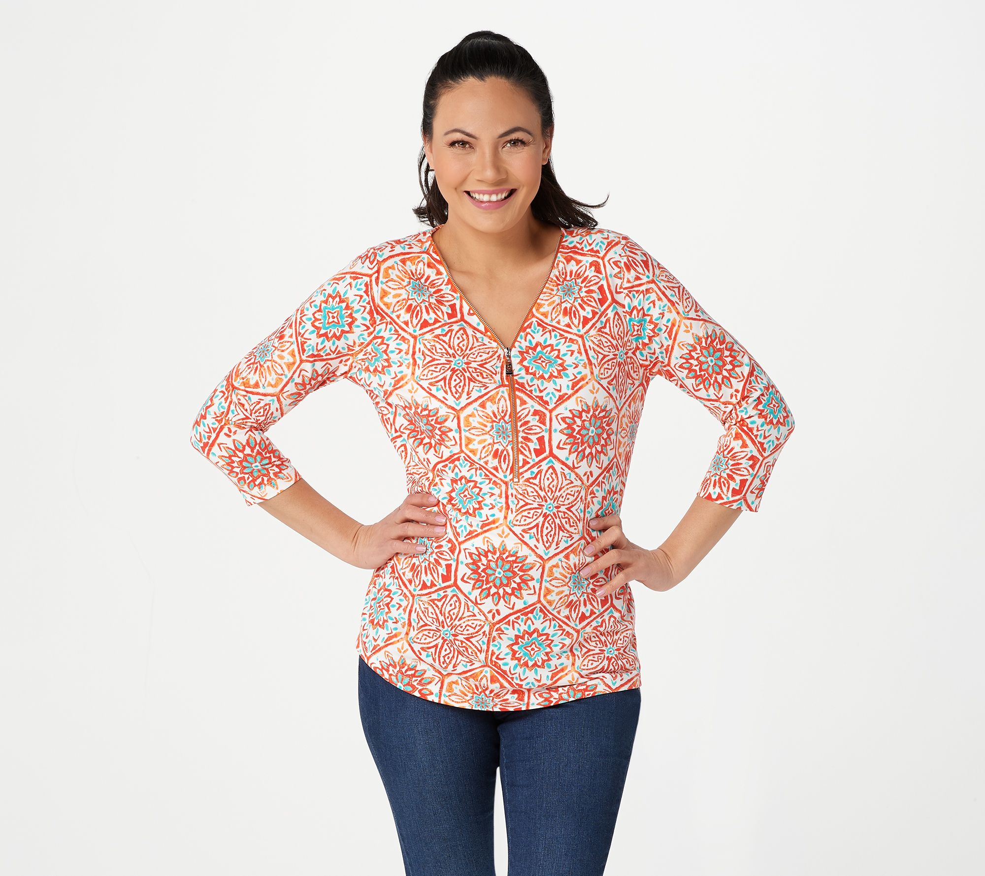 Belle by Kim Gravel TripleLuxe Knit Signature Zip Printed