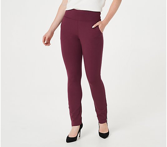 Belle by Kim Gravel Regular Ponte Slim Pant with Side Zippers