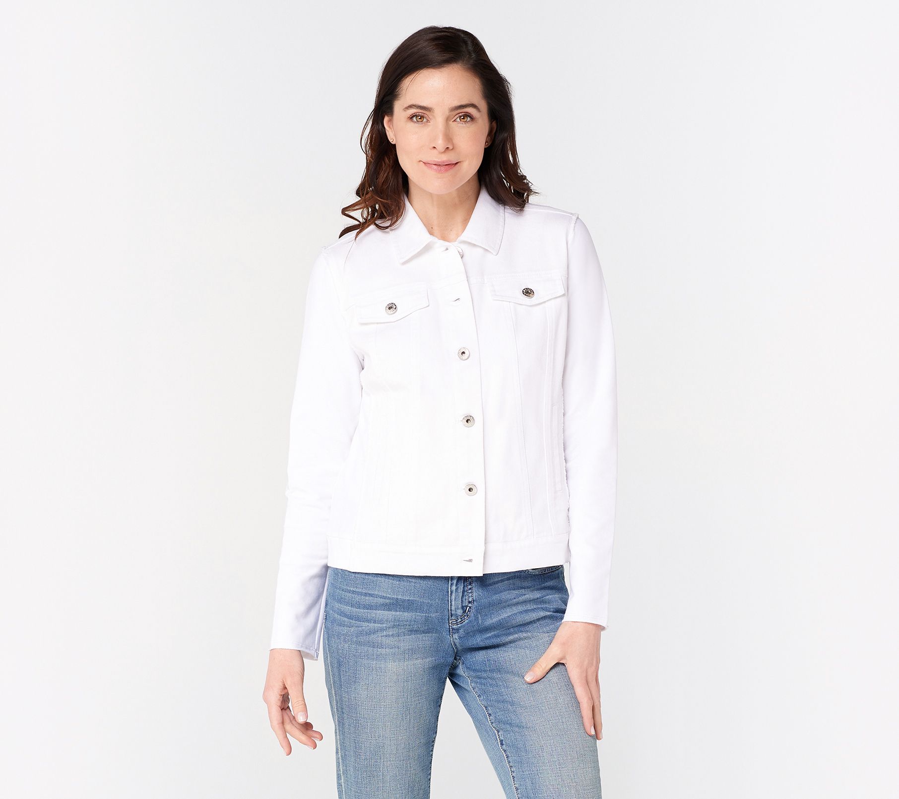 "As Is" Belle by Kim Gravel Twill Jacket with Knit Back and Sleeves