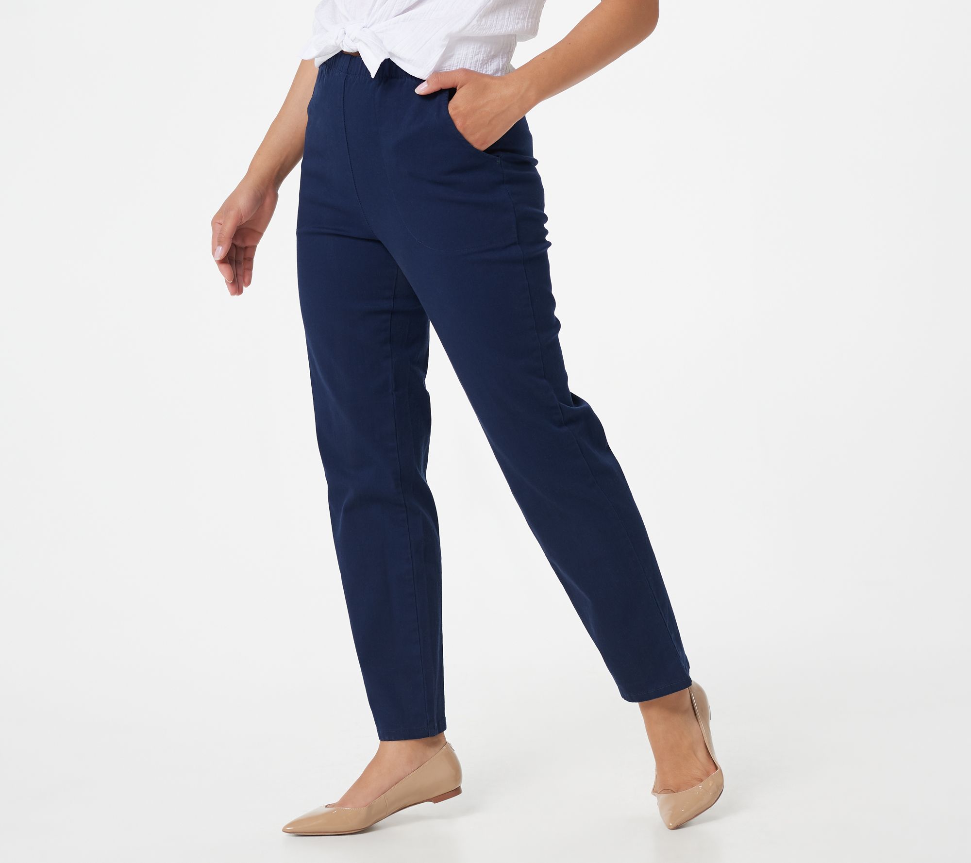 Denim & Co. Original Waist Stretch Regular Side Pocket Pants - Core - QVC .com