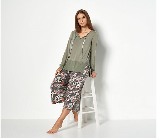Cuddl Duds Classic Jersey Pullover and Cropped Pant Sleep Set