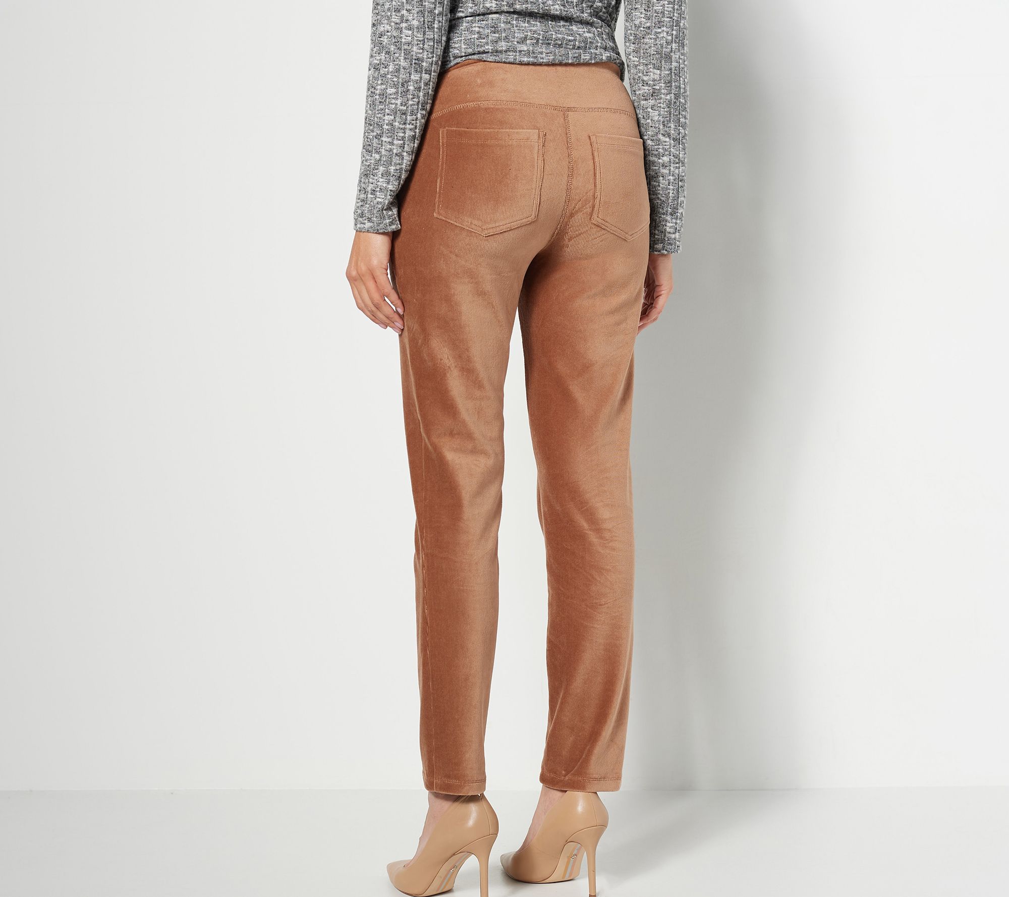 Susan Graver Weekend Knit Corduroy Slim-Leg Ankle Pants 