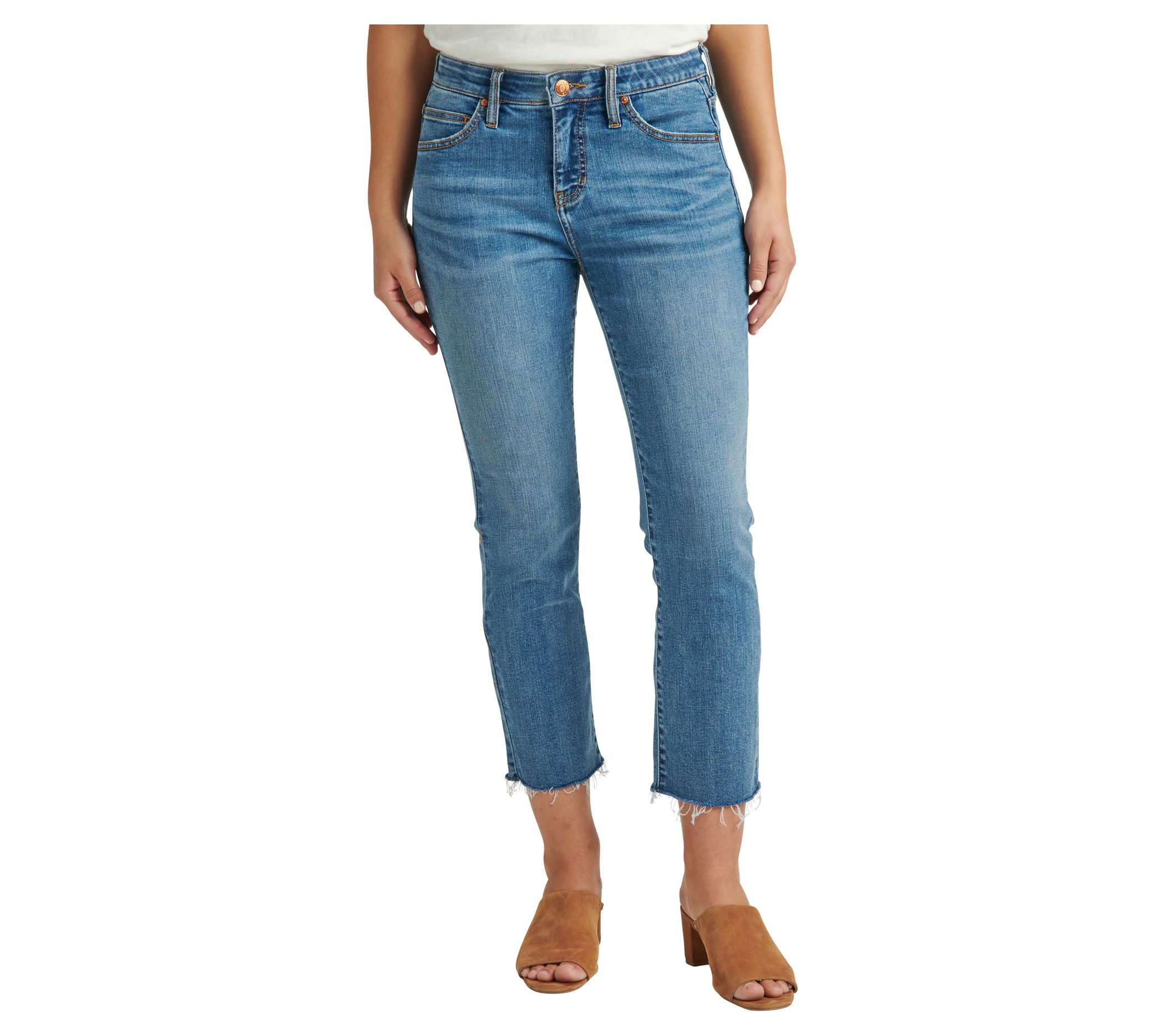 JAG Ruby Mid Rise Straight Crop Jeans-Oceanfront - QVC.com