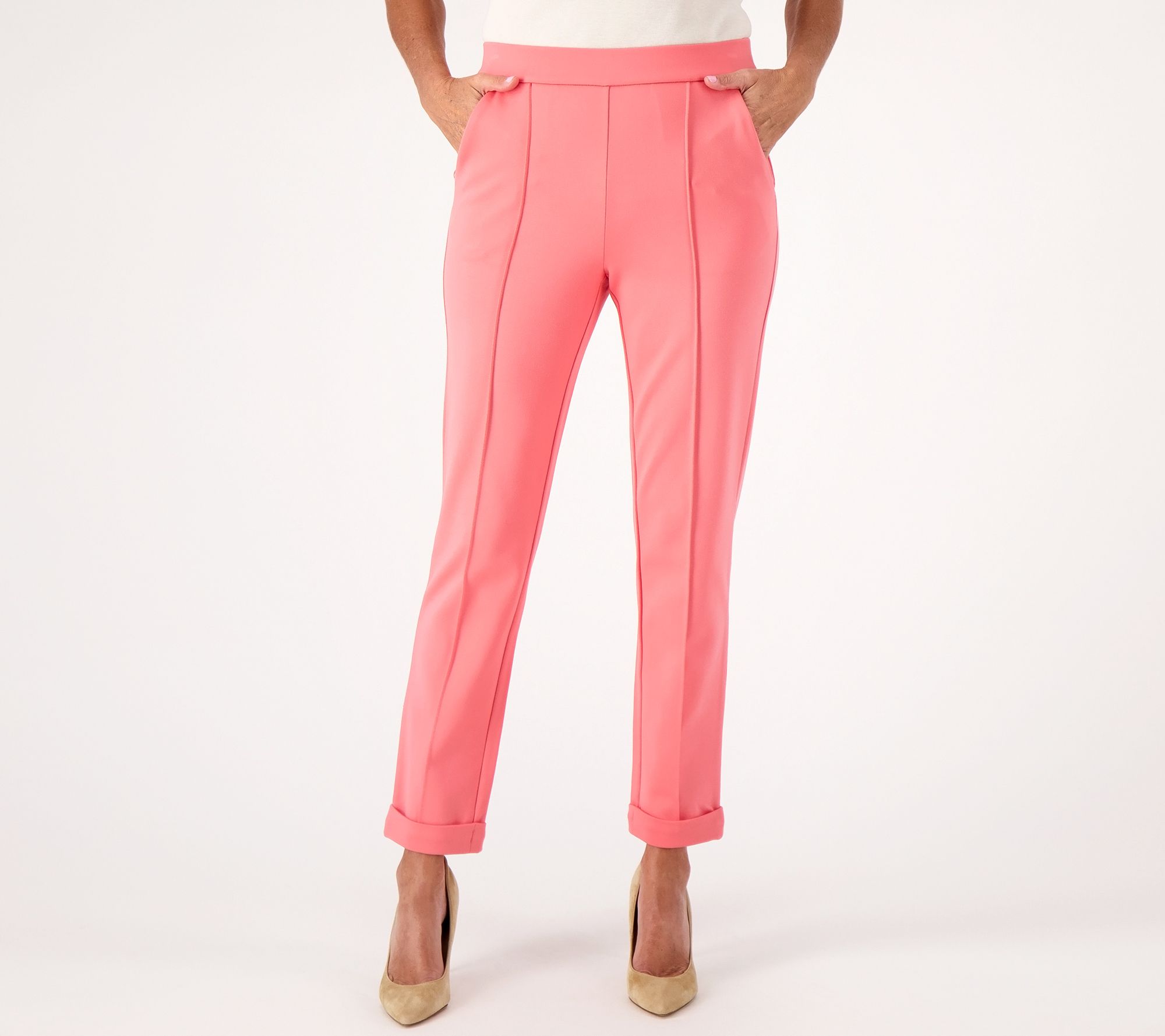 Isaac Mizrahi Live! Regular Silky Woven Straight Leg Ankle Pants