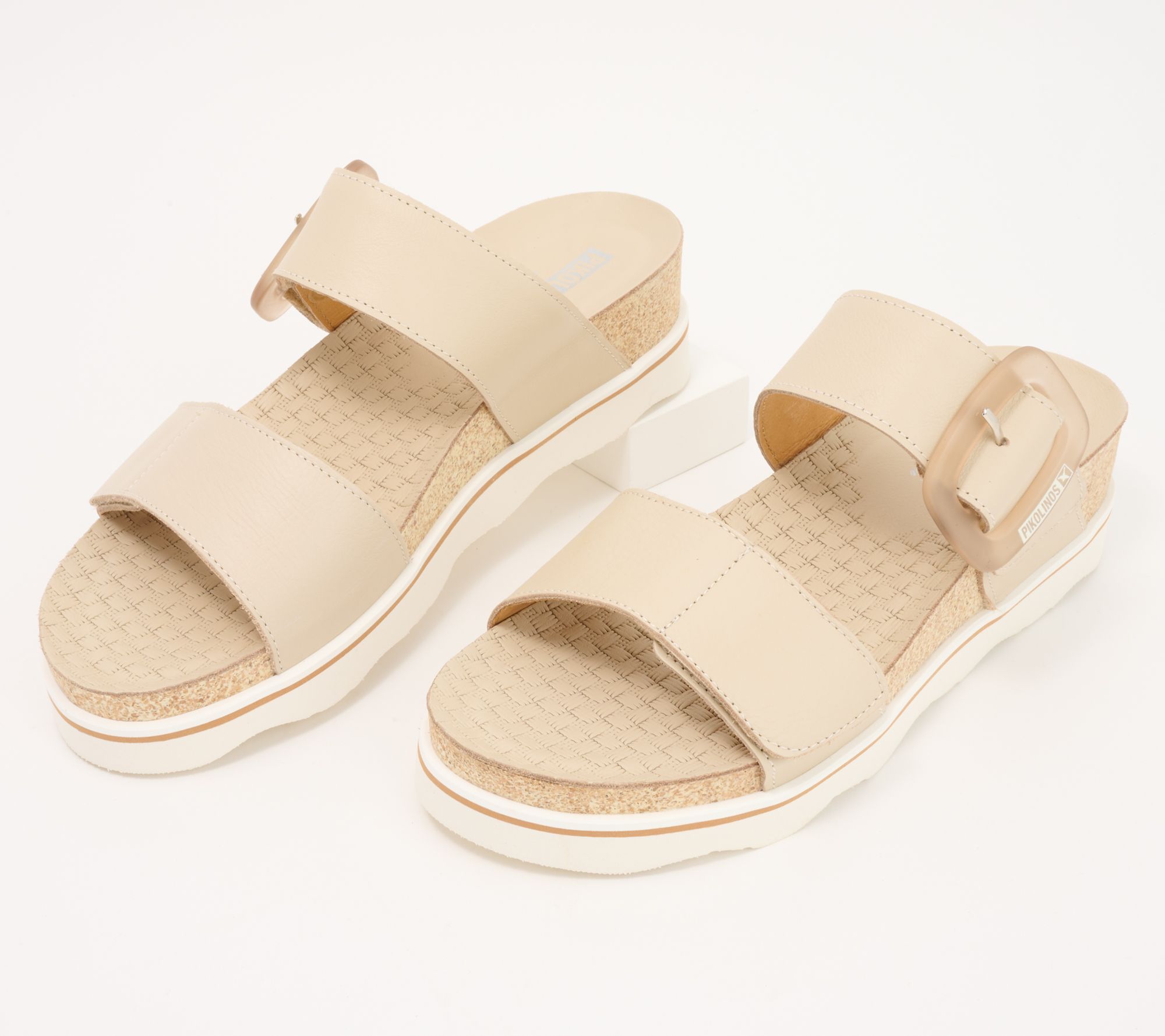 Pikolinos Leather Buckled Slide Sandals - Menorca - QVC.com