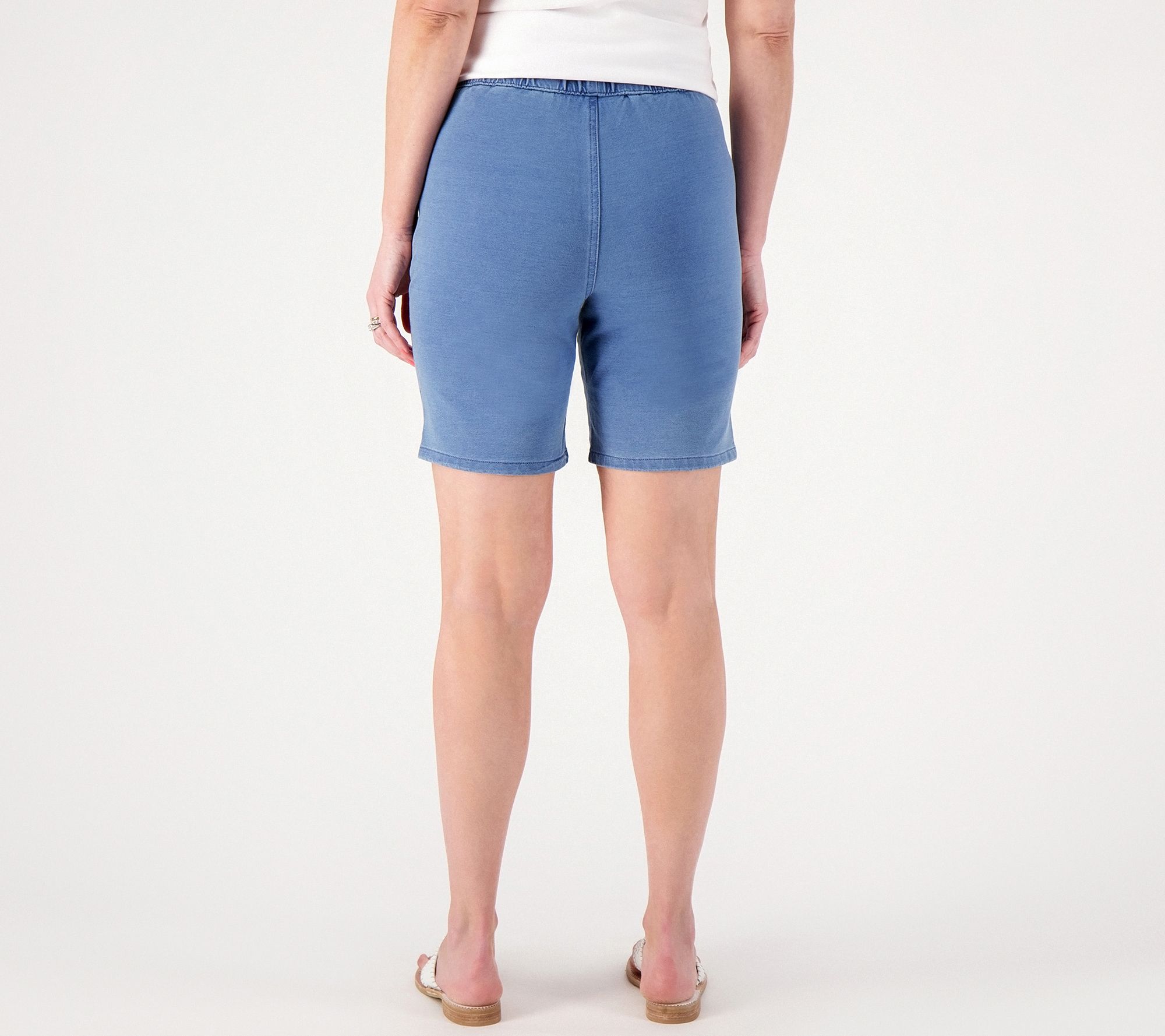 Quacker Factory DreamJeannes Daisy Embroidered 8" Shorts