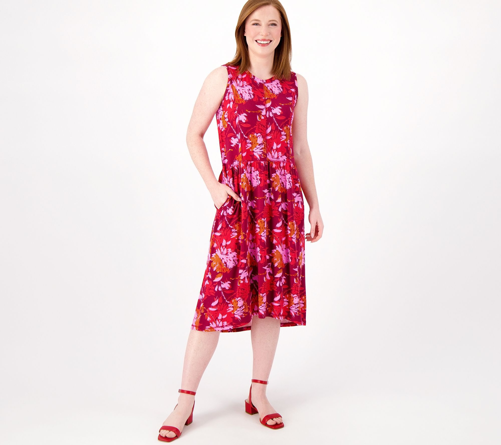 LOGO by Lori Goldstein Petite Rayon 230 Hi-Low Hem Dress