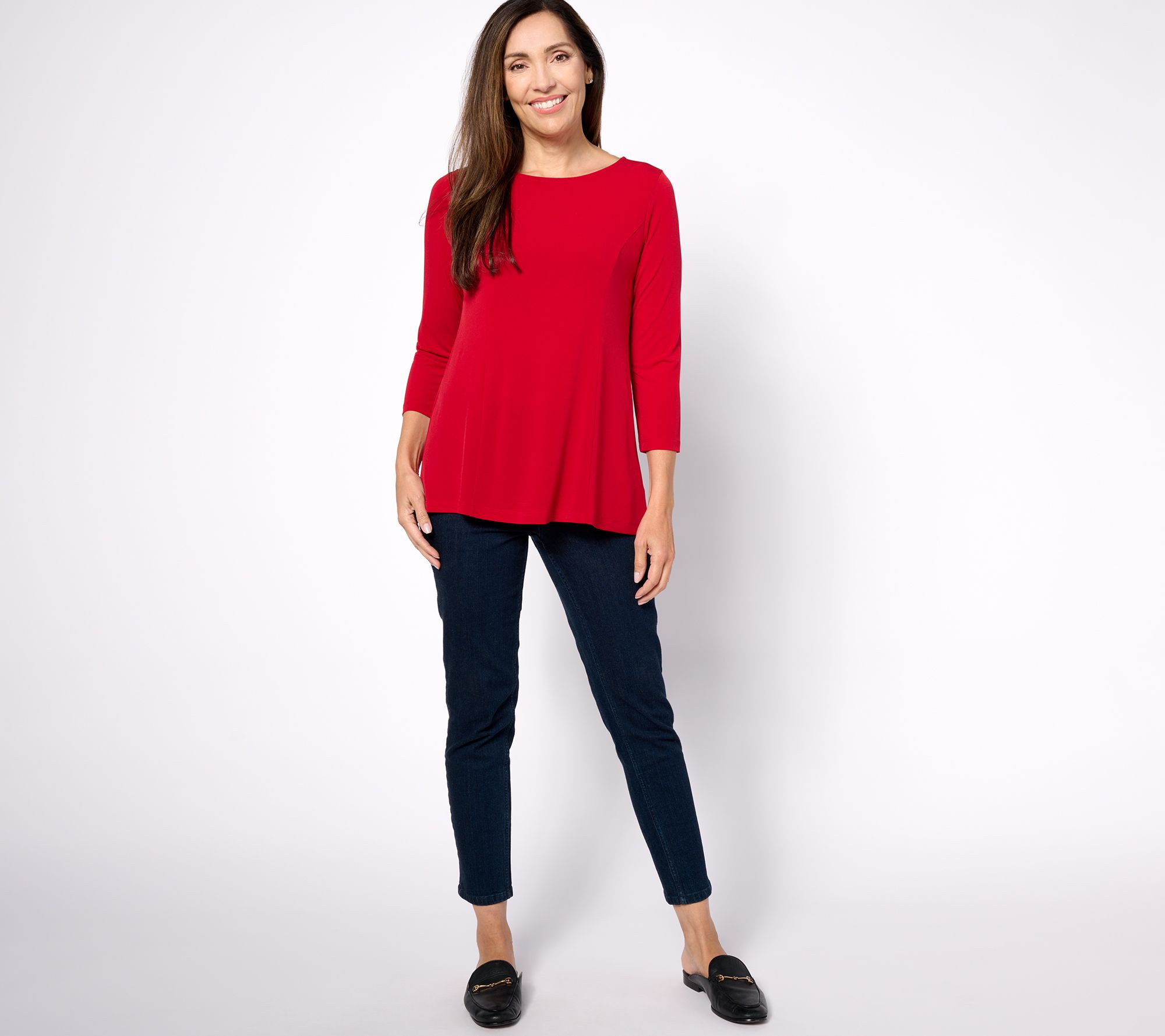 Susan Graver Modern Essentials Liquid Knit Fit & Flare Top - QVC.com