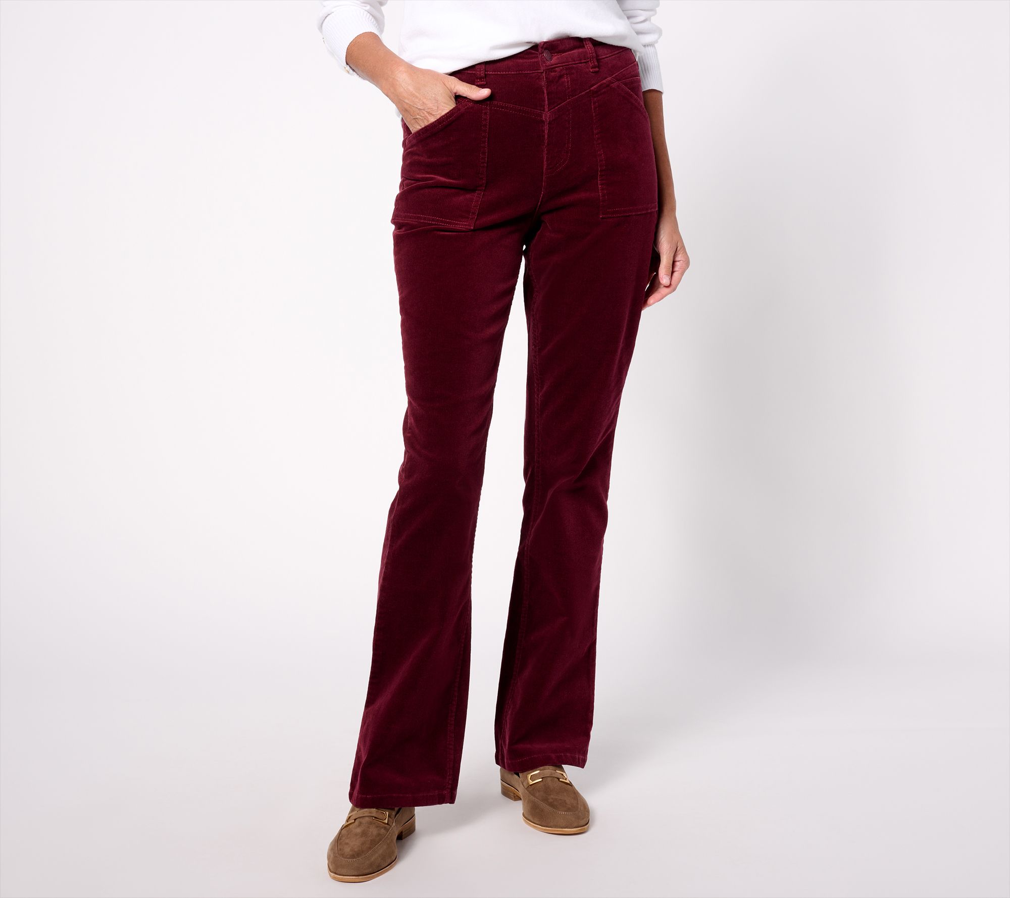 Denim & Co. Canyon Retreat Corduroy Flare Pant with Pockets 