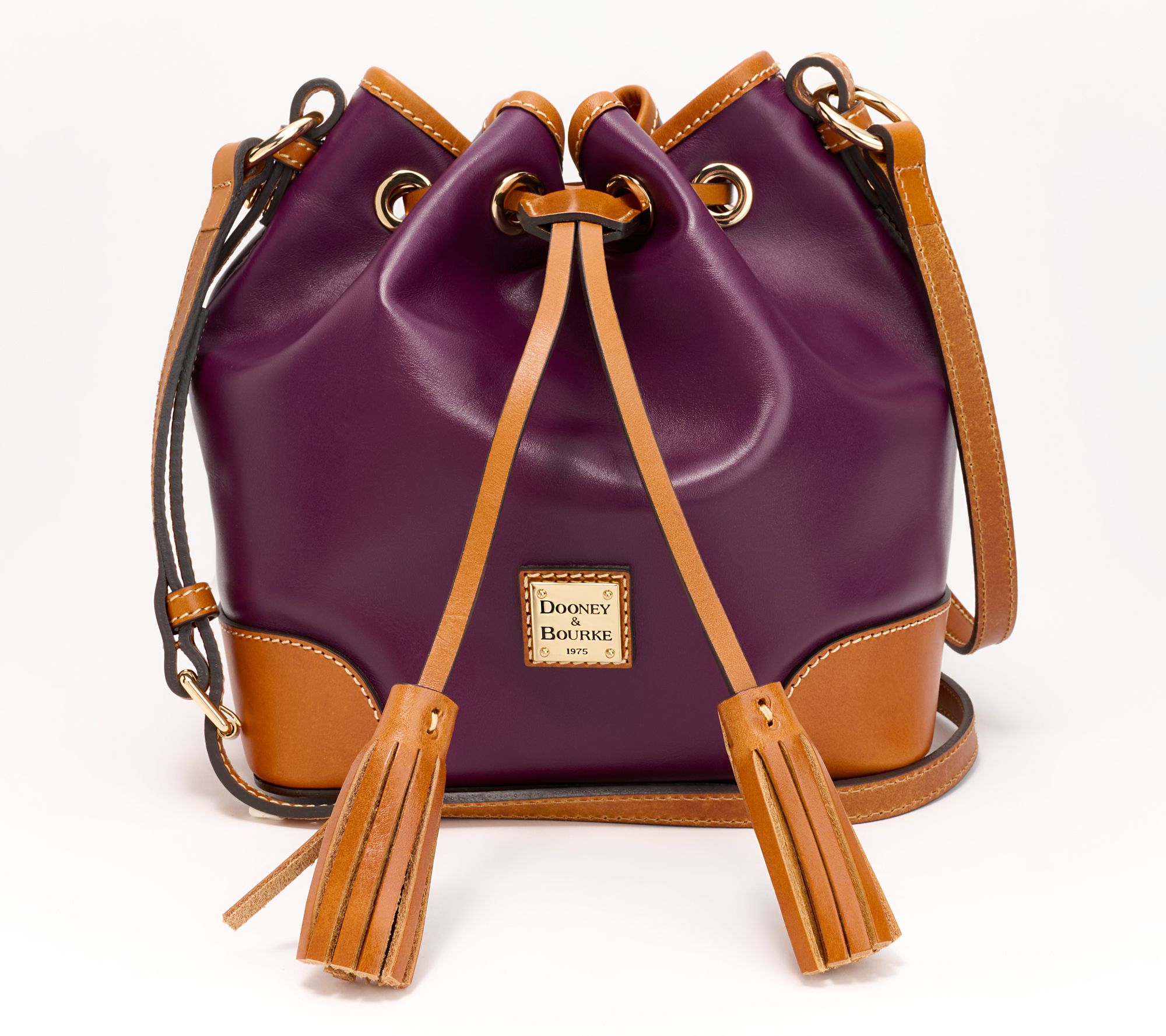 Dooney Bourke Wexford Leather Crossbody Drawstring Bag QVC