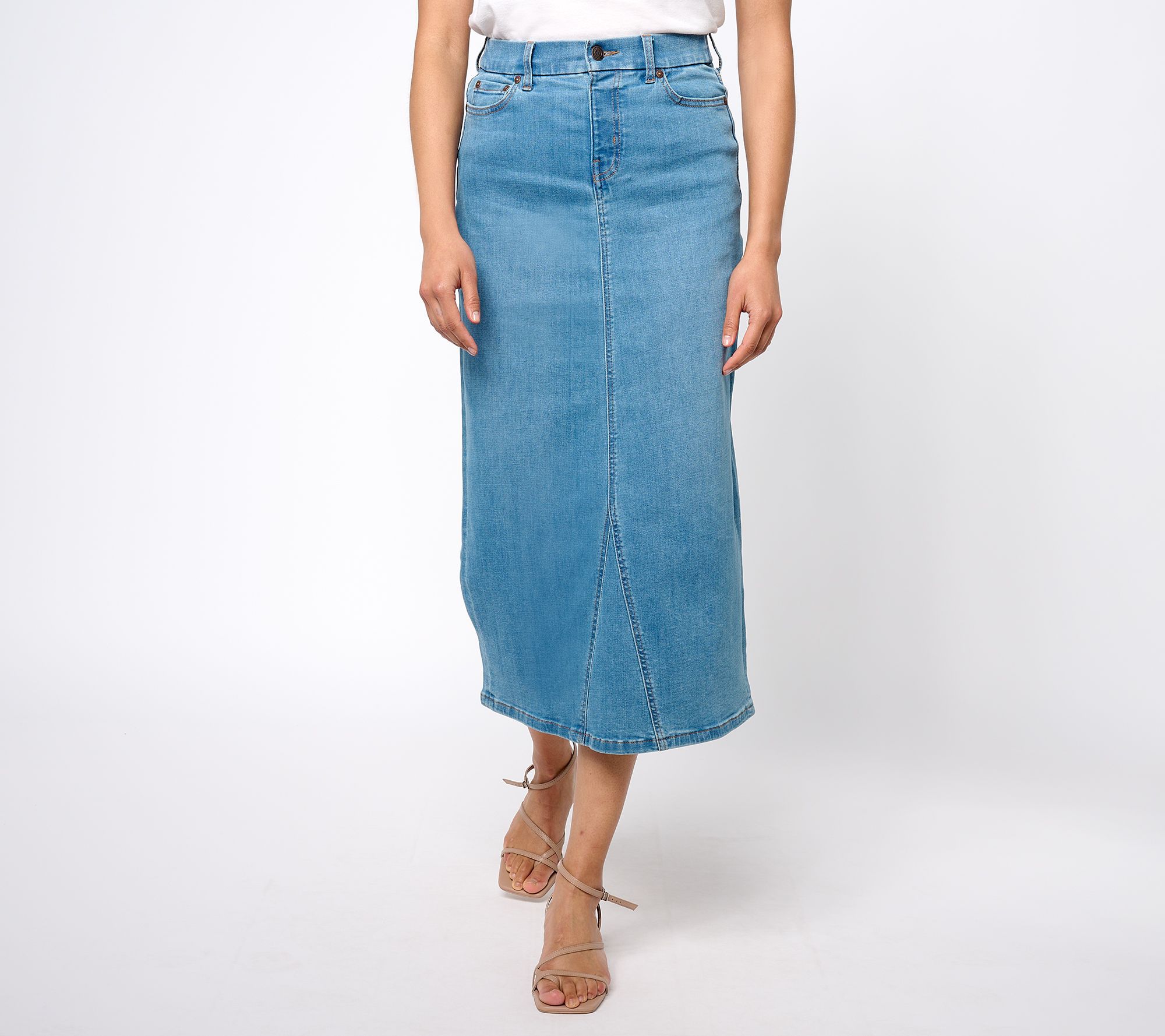 "As Is" Canyon Retreat Denim Petite Y-Seam Pencil Skirt
