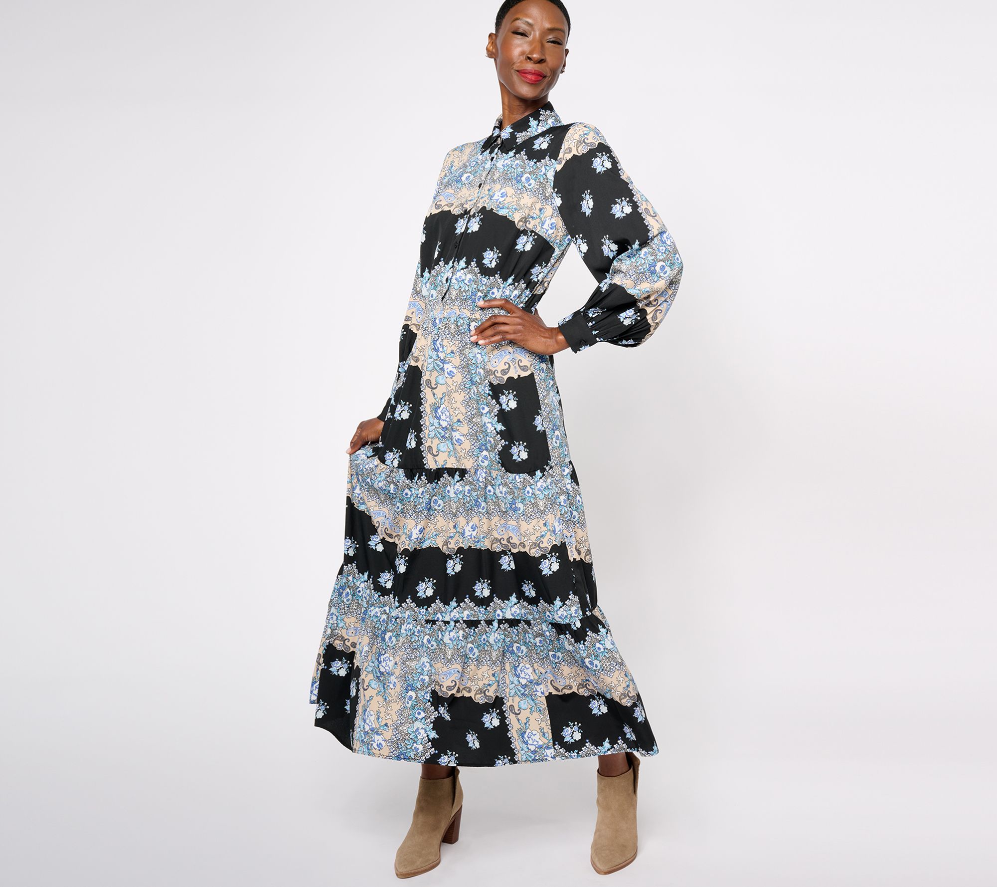 "As Is" Destination 365 Regular Printed Button Front Maxi Dress