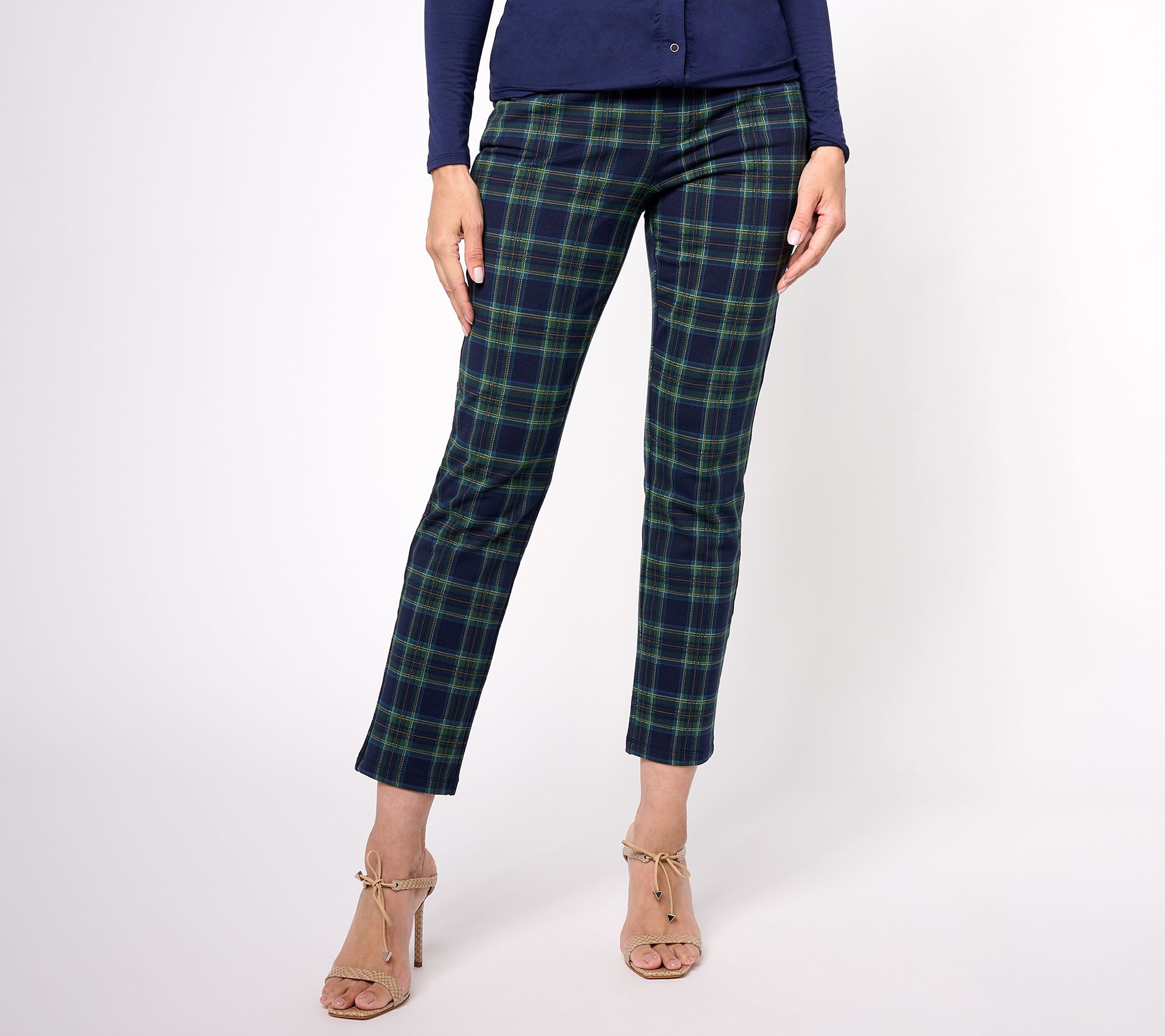 "As Is" Susan Graver Weekend Regular Printed French Knit Ava Slim Ankle Pant