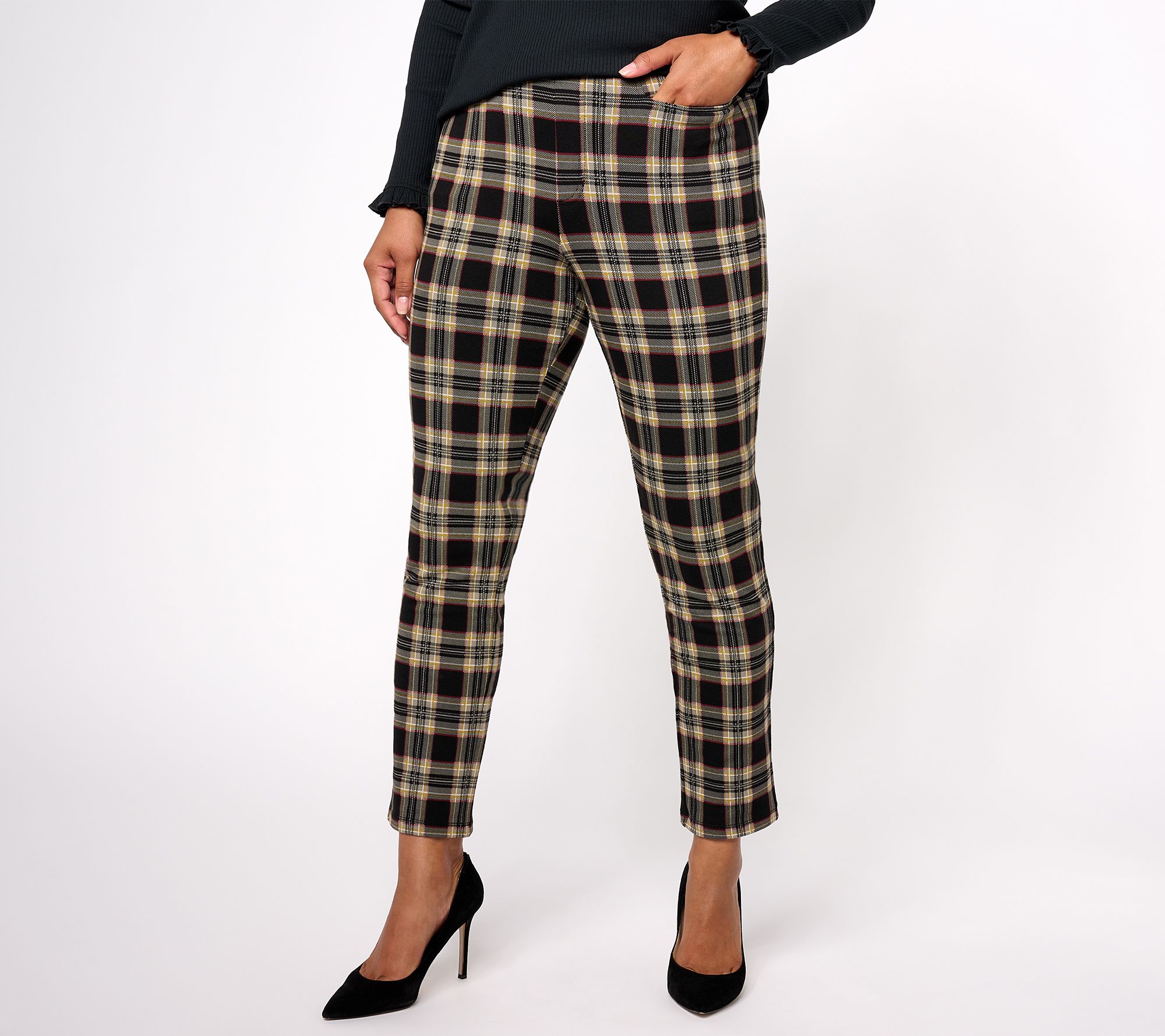 "As Is" Susan Graver Weekend Regular Printed French Knit Ava Slim Ankle Pant