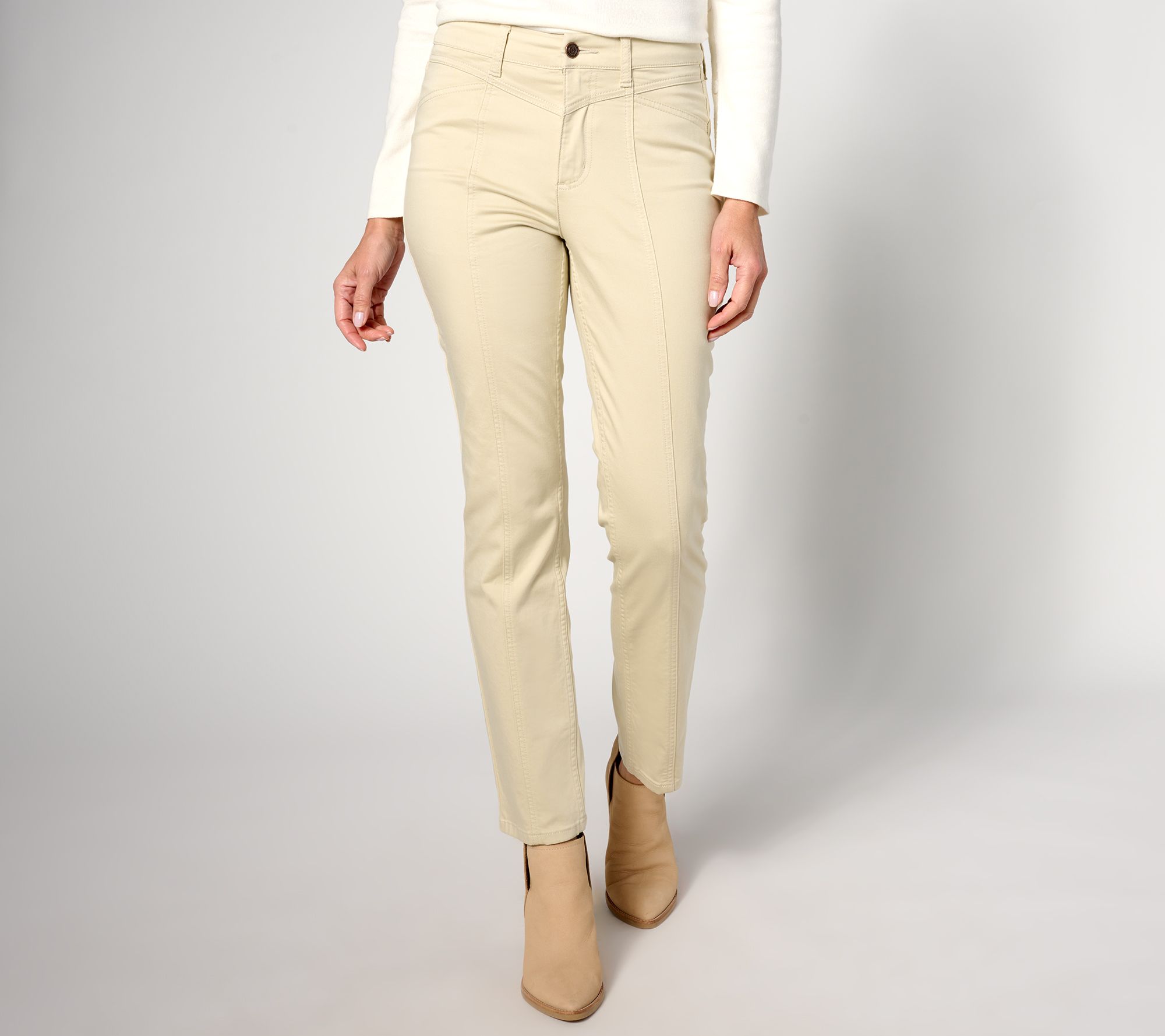 "As Is" Denim & Co. Canyon Retreat Soft Twill Pant with Seaming Detail