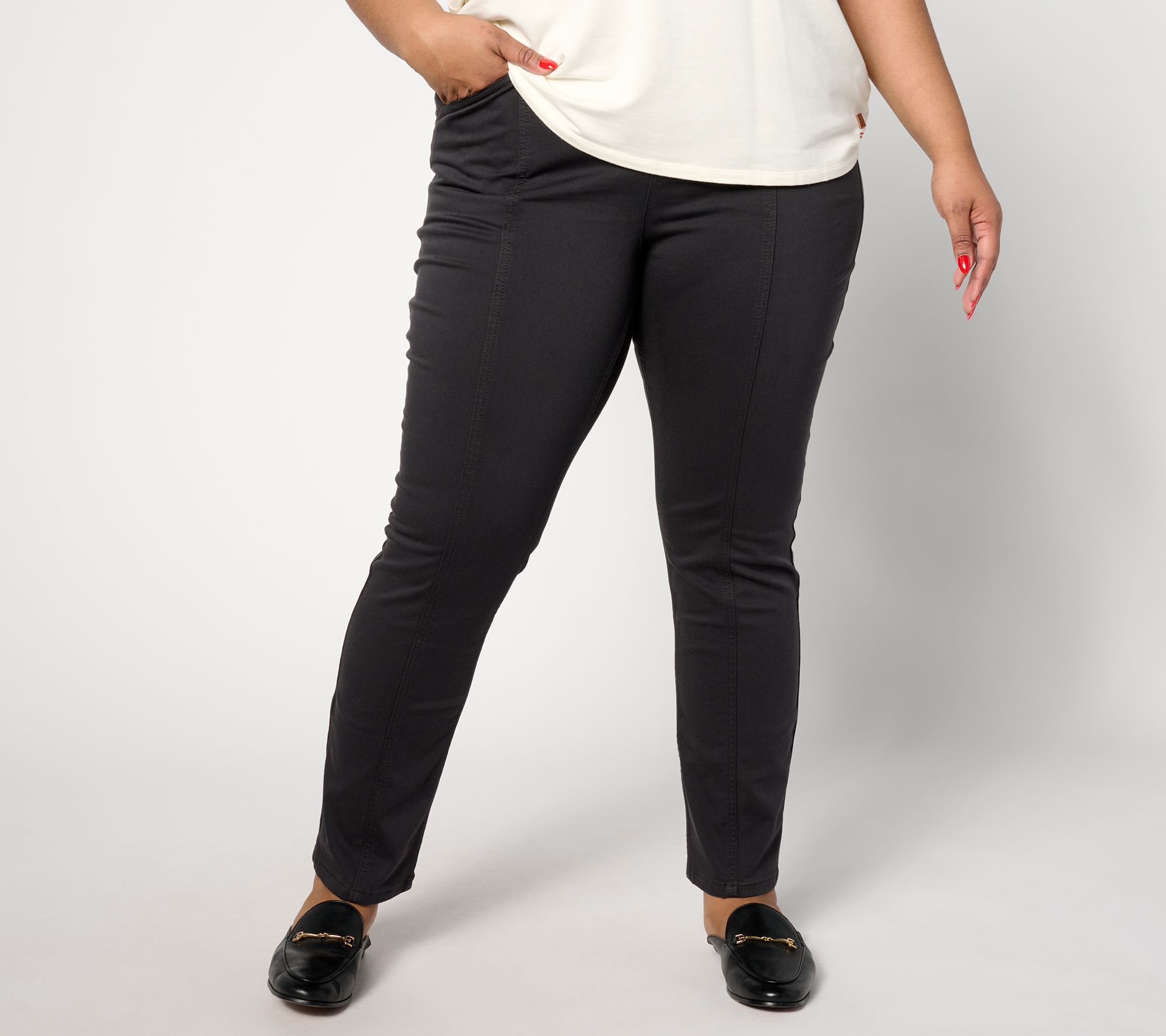 "As Is" Denim & Co. Canyon Retreat Soft Twill Pant with Seaming Detail