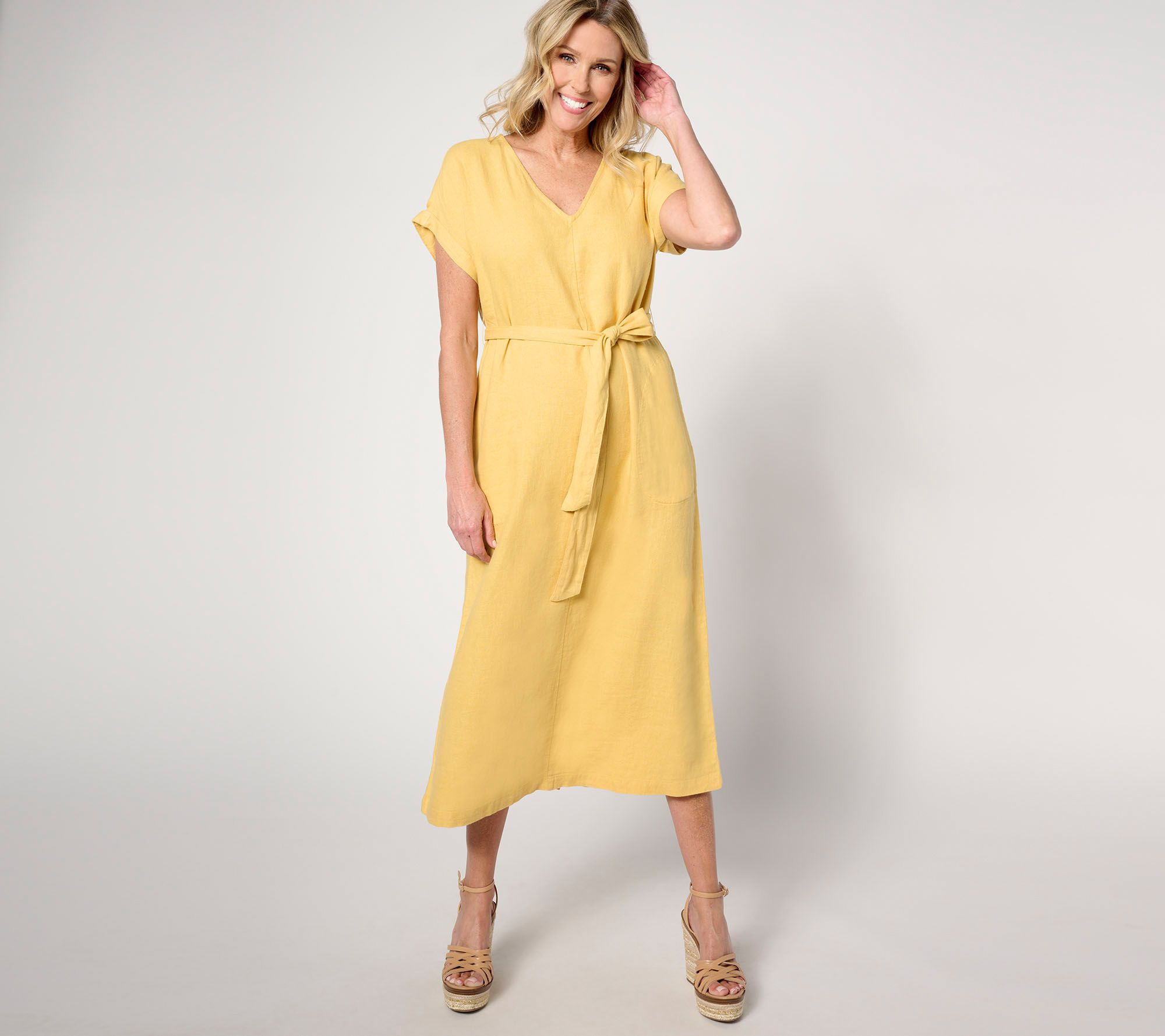 "As Is" Studio Park x Leah Williams Petite Elevated Linen Dress