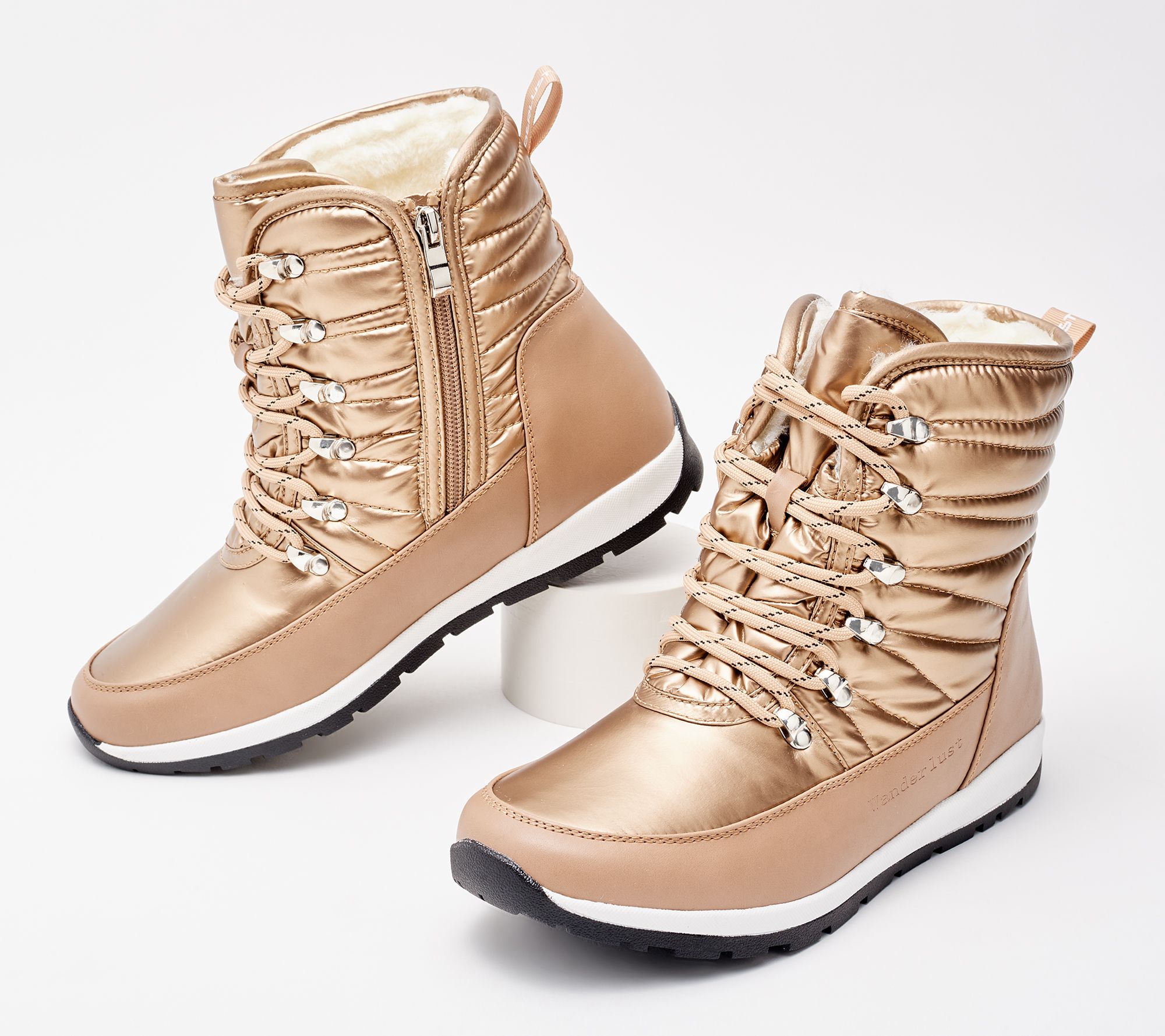 "As Is" Wanderlust Waterproof Lace -Up & Zip Winter Boots