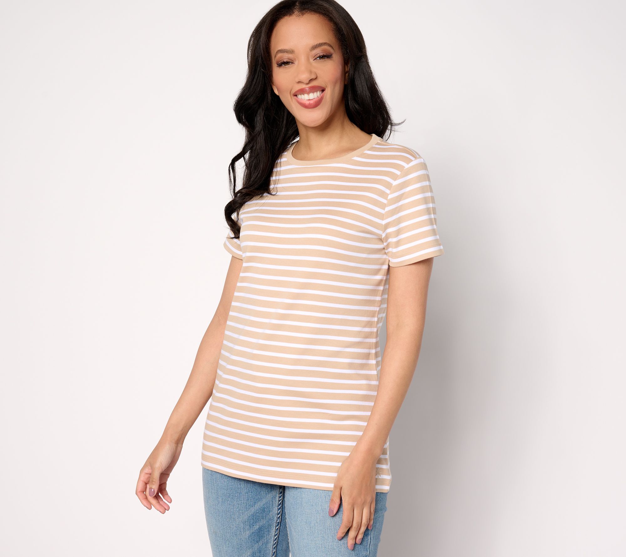 "As Is" Isaac Mizrahi Live! Essentials Pima Cotton Yarn Dye Stripe Top