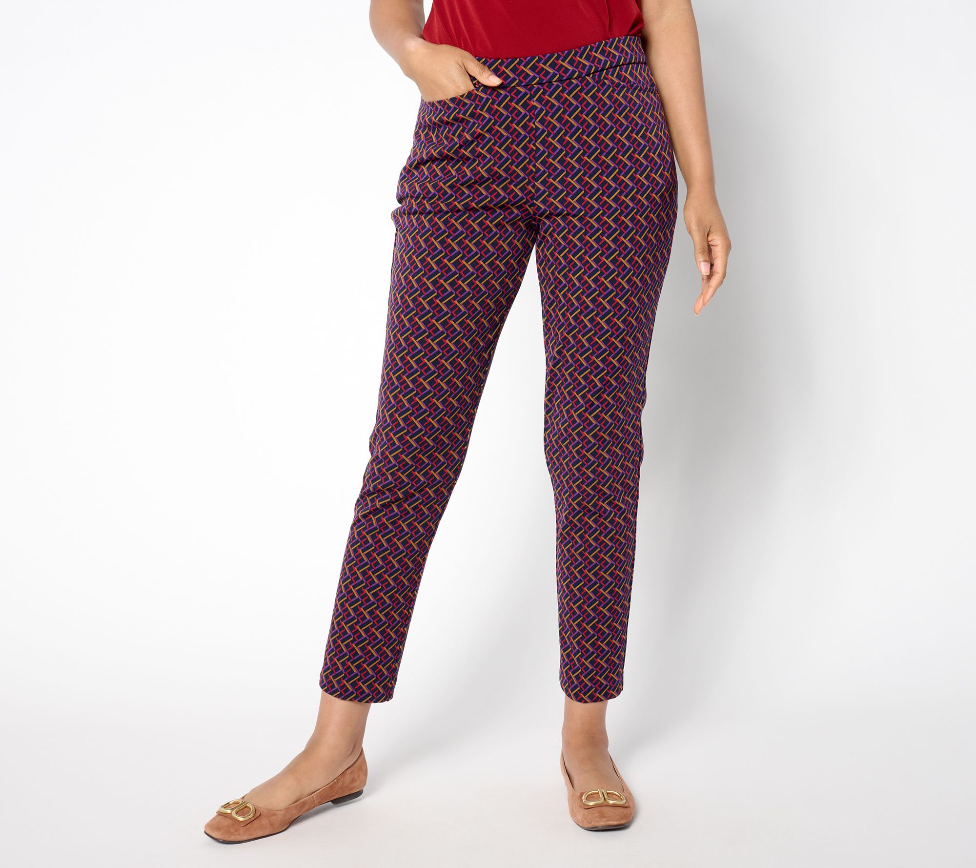 "As Is" GRAVER Susan Graver Reg LK Fusion Ava Slim Pull On Ankle Pants