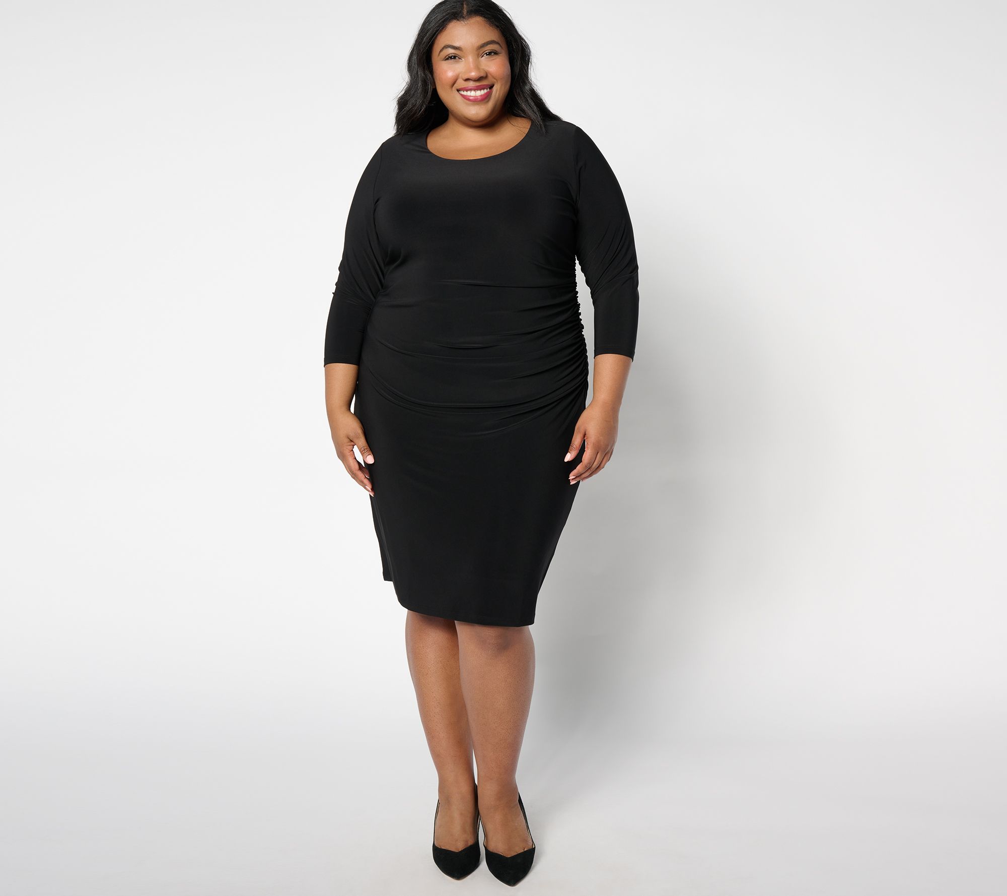 "As Is" Dennis Basso Regular Italia Knit Ruched Dress