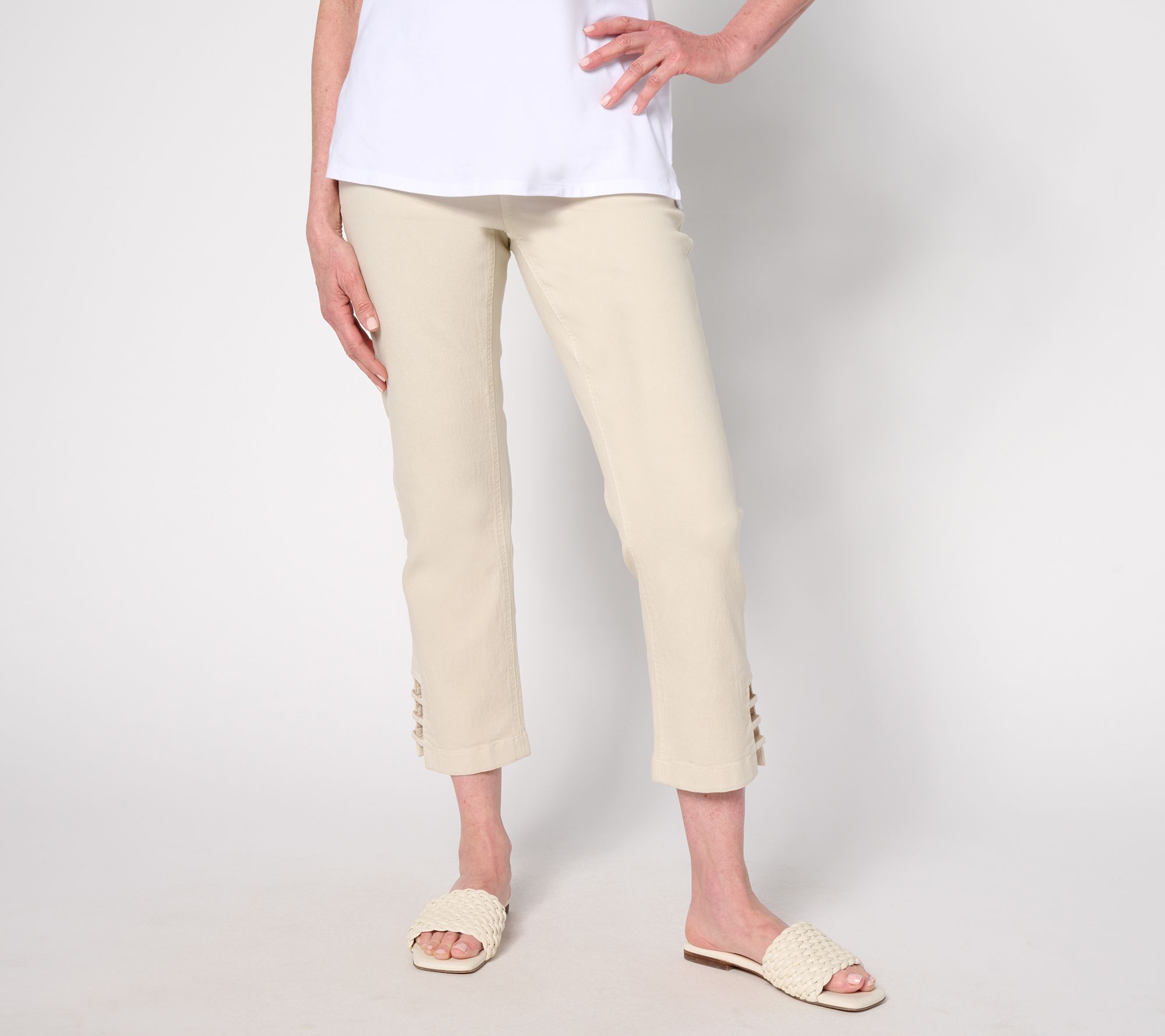 Denim & Co. Petite Color Classic Stretch Slim Straight Crop Jean