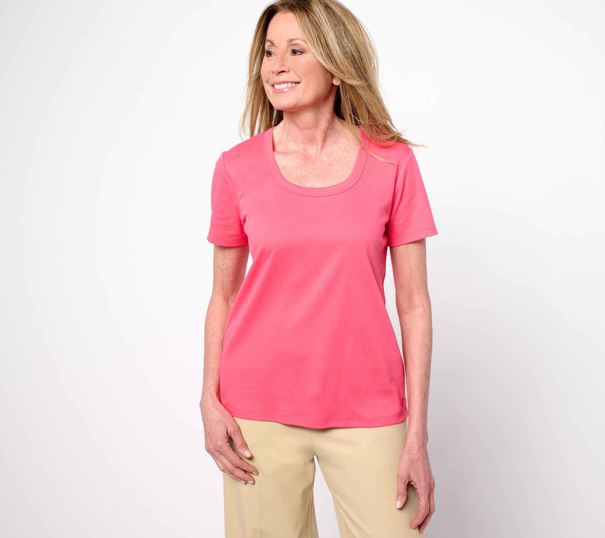 Isaac Mizrahi Live! Essentials Pima Cotton Short Sleeve Top