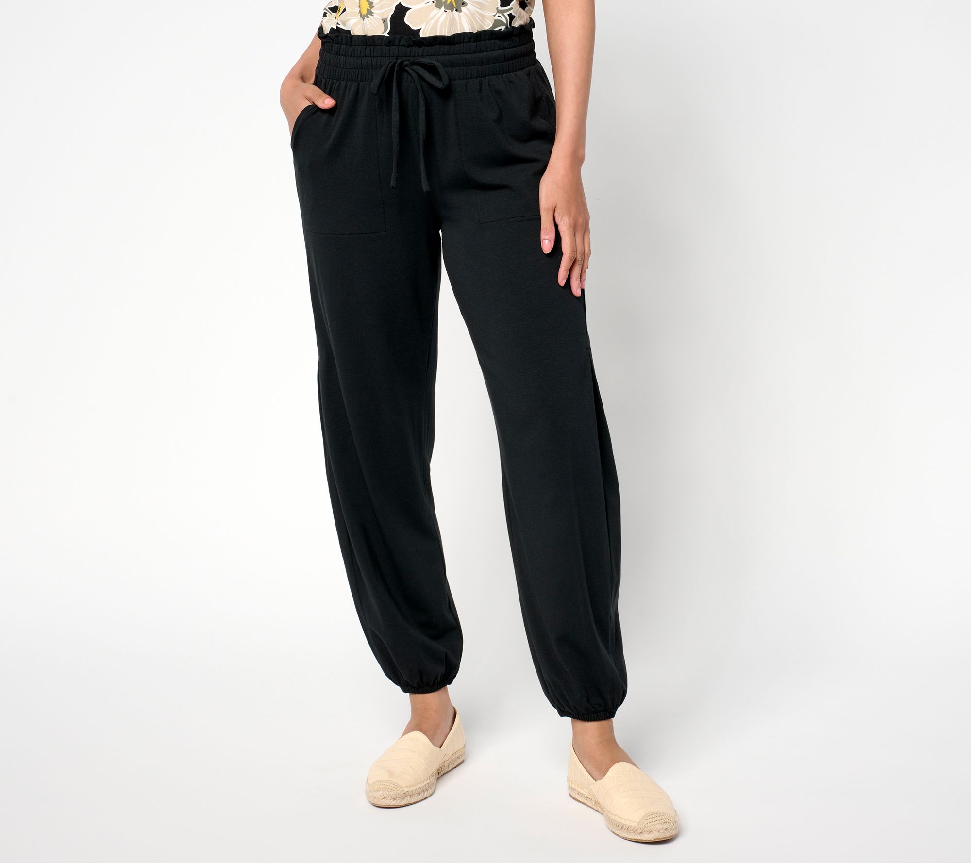 AnyBody Regular Cozy Knit Jersey Pants with Pleated Side Seam