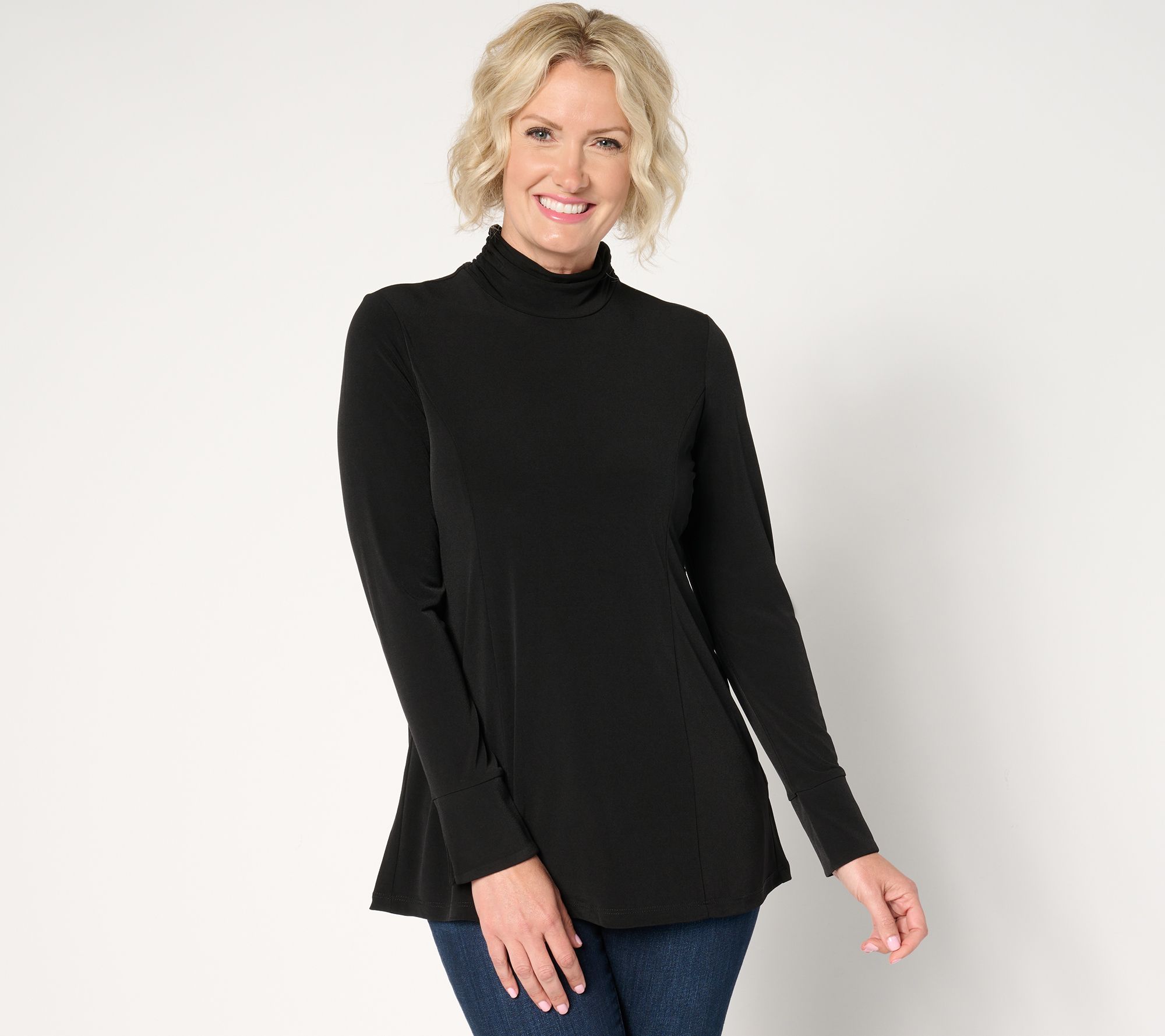 "As Is" Susan Graver Modern Essentials Pet Liquid Knit Fit & Flare Tunic