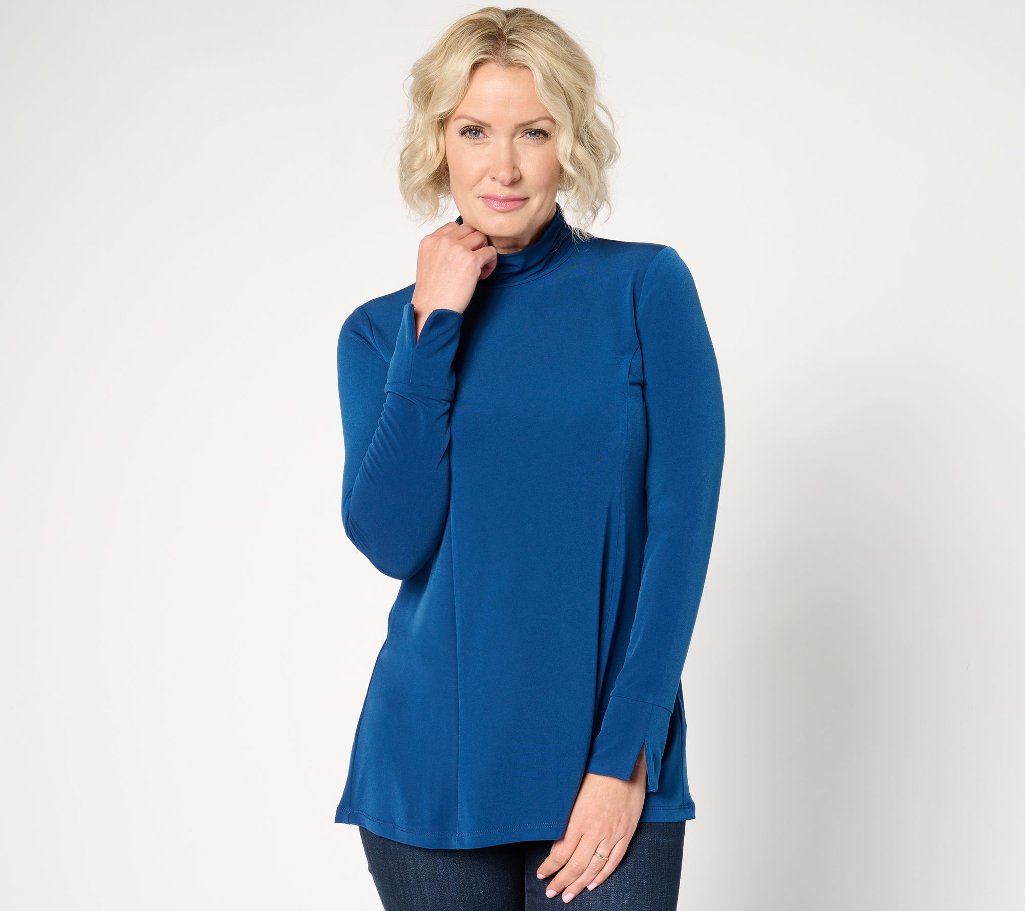 "As Is" Susan Graver Modern Essentials Pet Liquid Knit Fit & Flare Tunic