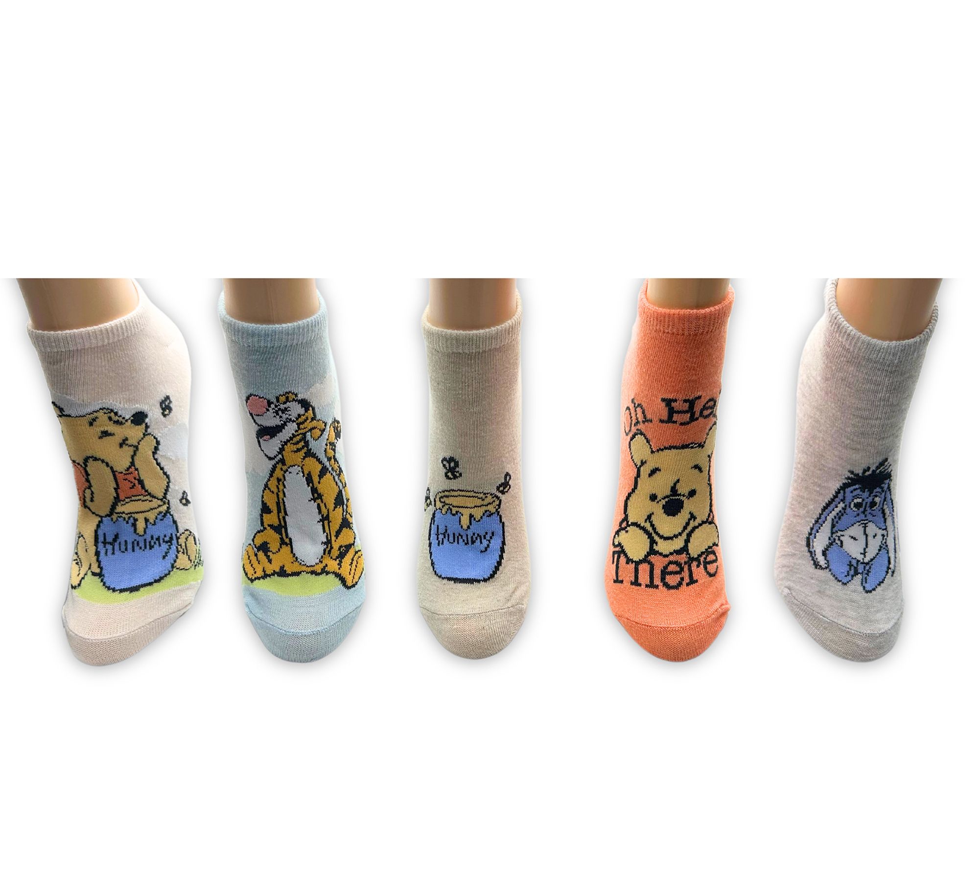 Winnie The Pooh Ladies' Set of 5 Character No-Show Sock Set