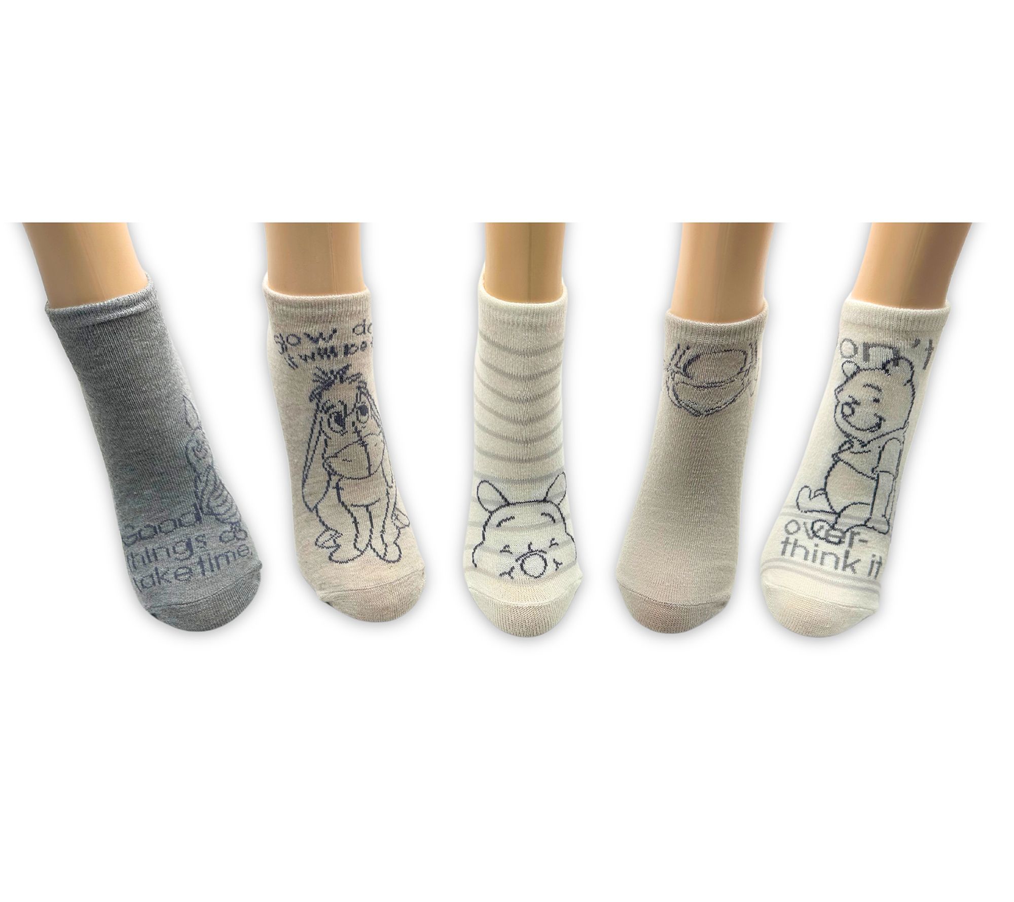 Winnie The Pooh Ladies' Set of 5 Character No-Show Sock Set