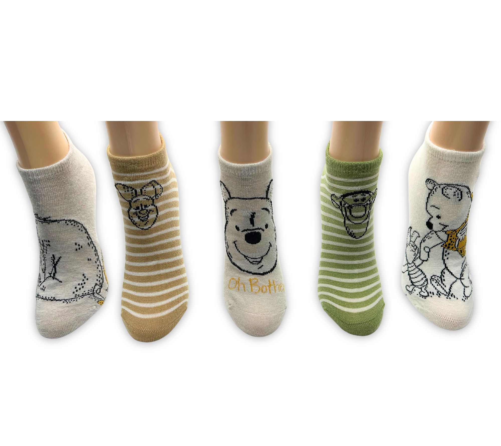Winnie The Pooh Ladies' Set of 5 Character No-Show Sock Set