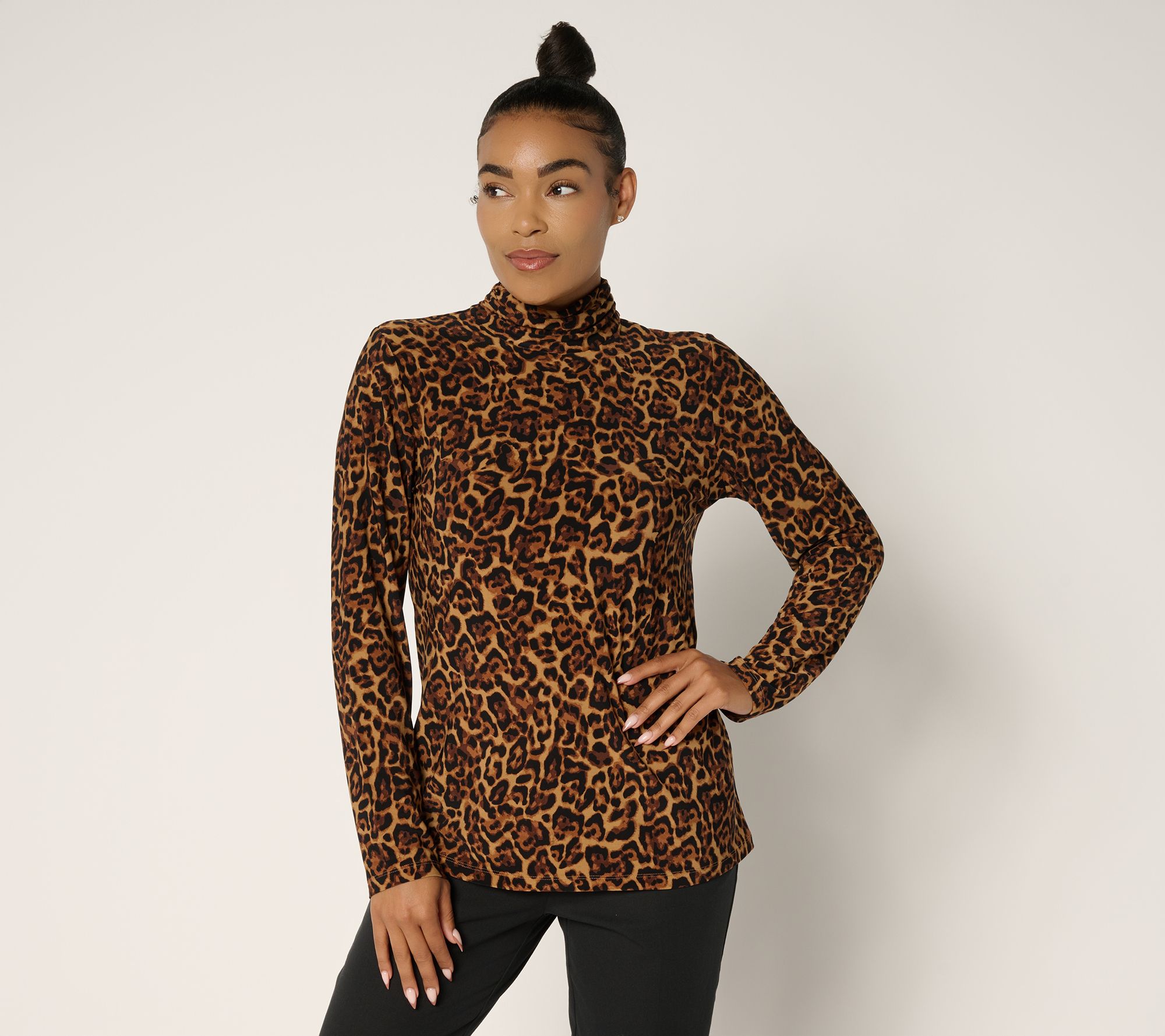 Dennis Basso Italia Knit Mock Neck Top in Prints & Solids
